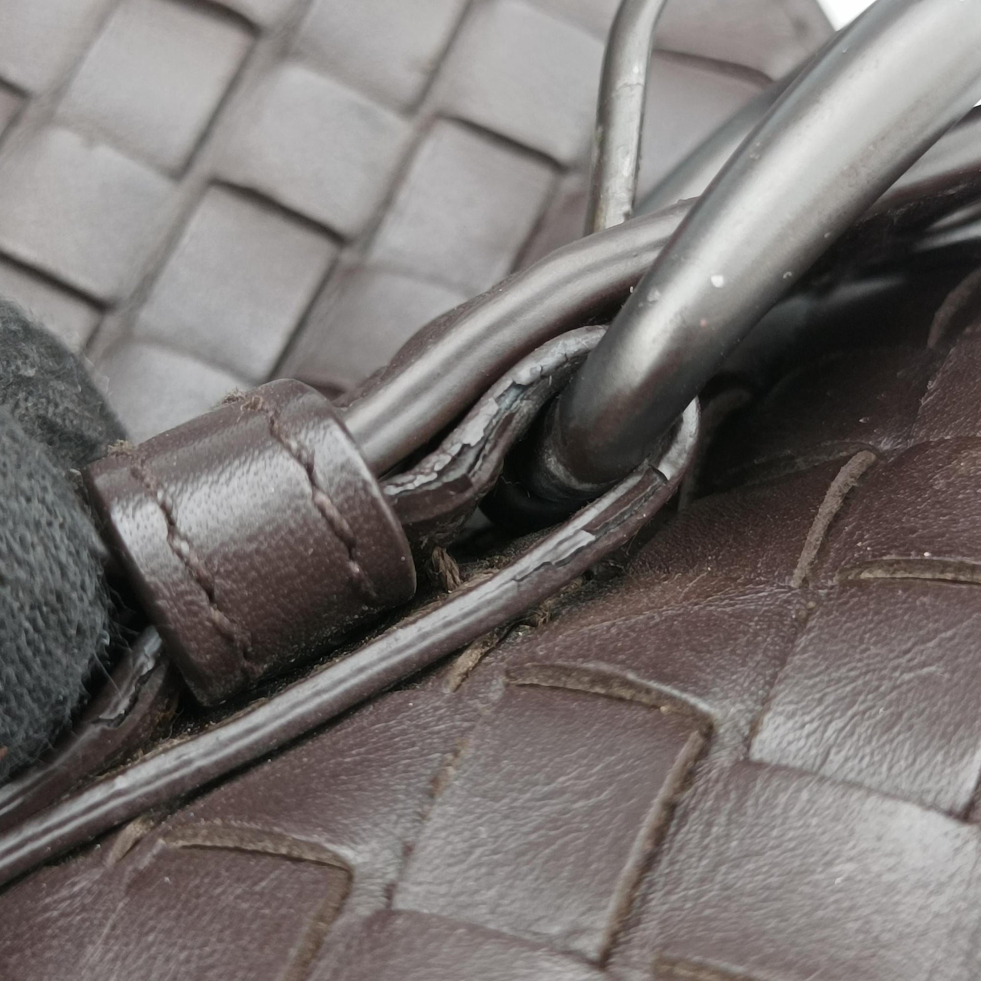 Pre-owned Bottega Veneta Intrecciato Shopper Acatl Brown lambskin  handbag | stylenewstar