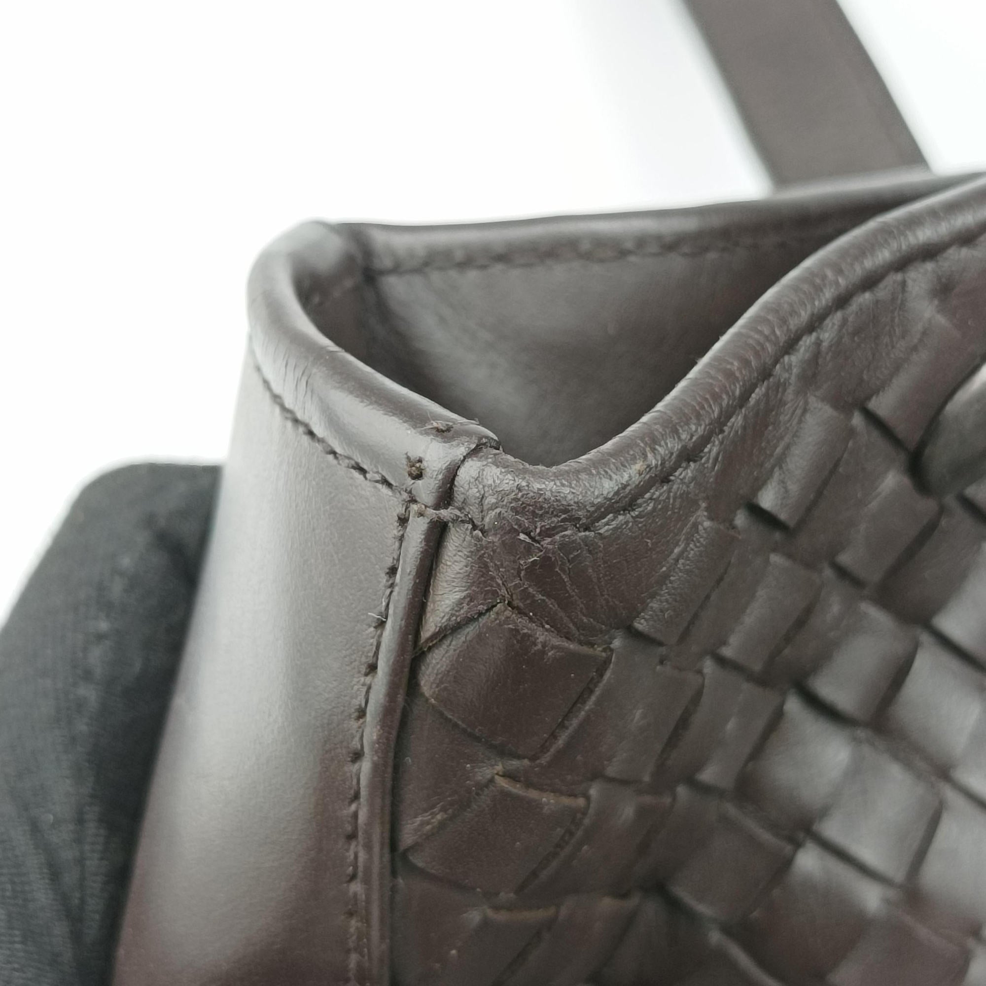 Pre-owned Bottega Veneta Intrecciato Shopper Acatl Brown lambskin  handbag | stylenewstar