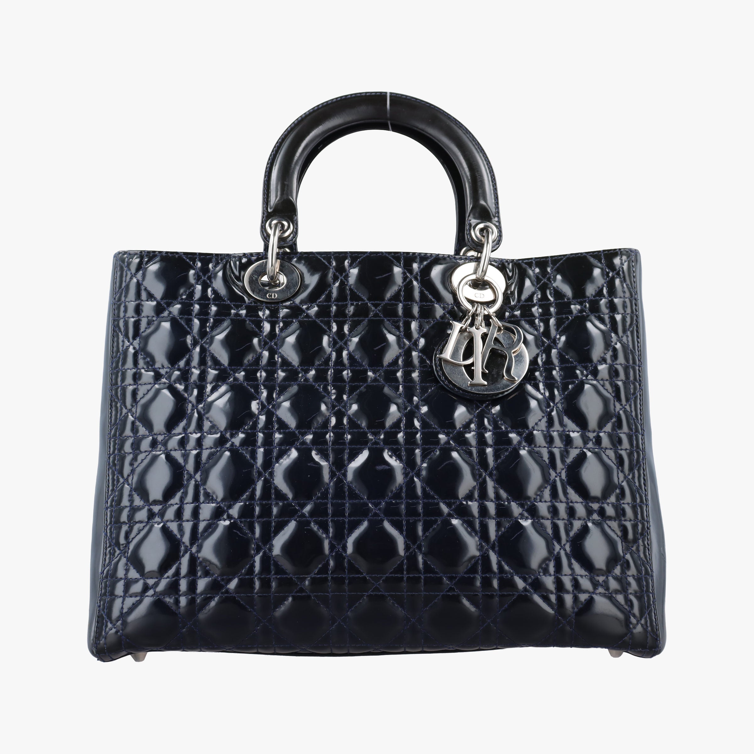 Pre-owned Christian Dior Lady Dior Navy Patent  handbag | stylenewstar