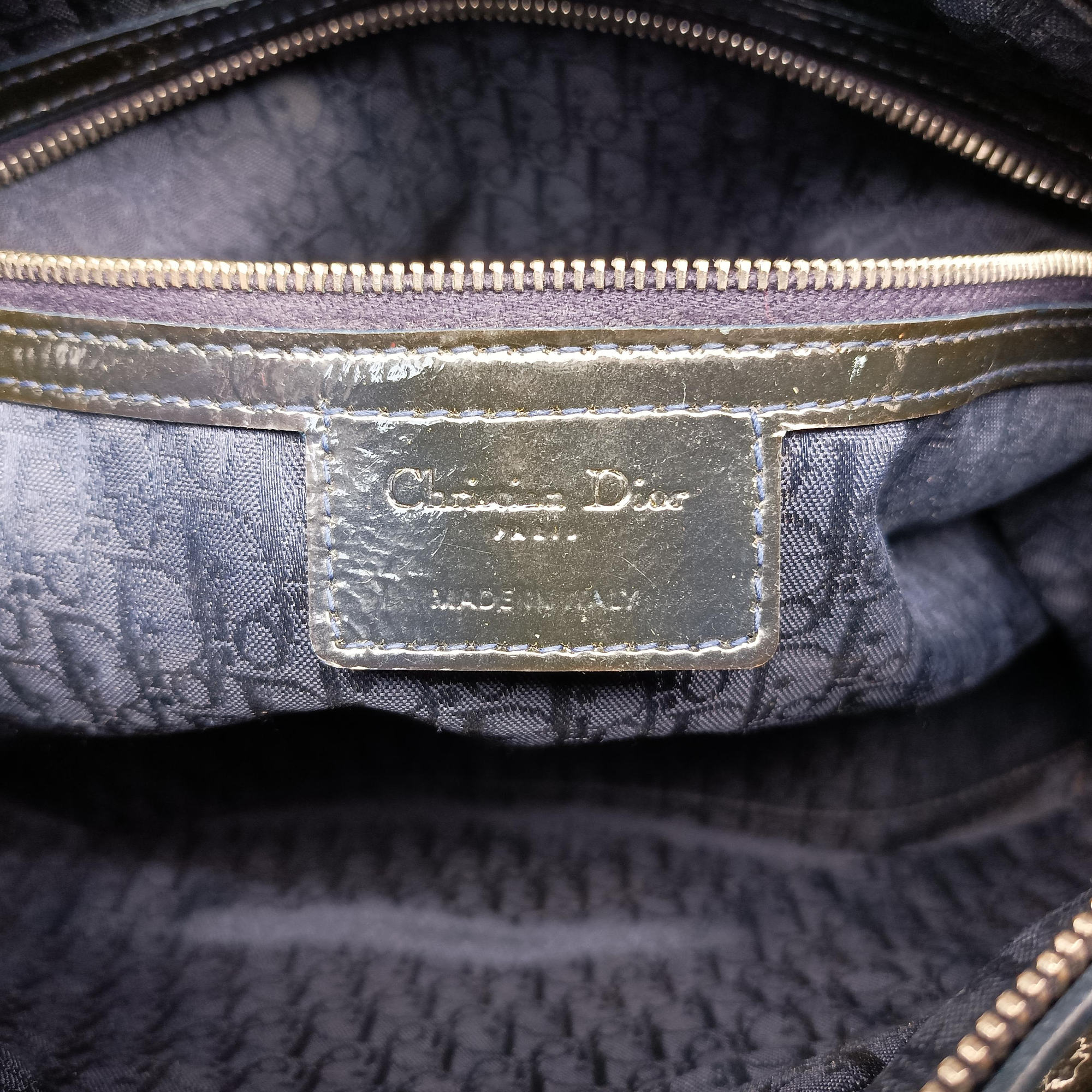 Pre-owned Christian Dior Lady Dior Navy Patent  handbag | stylenewstar