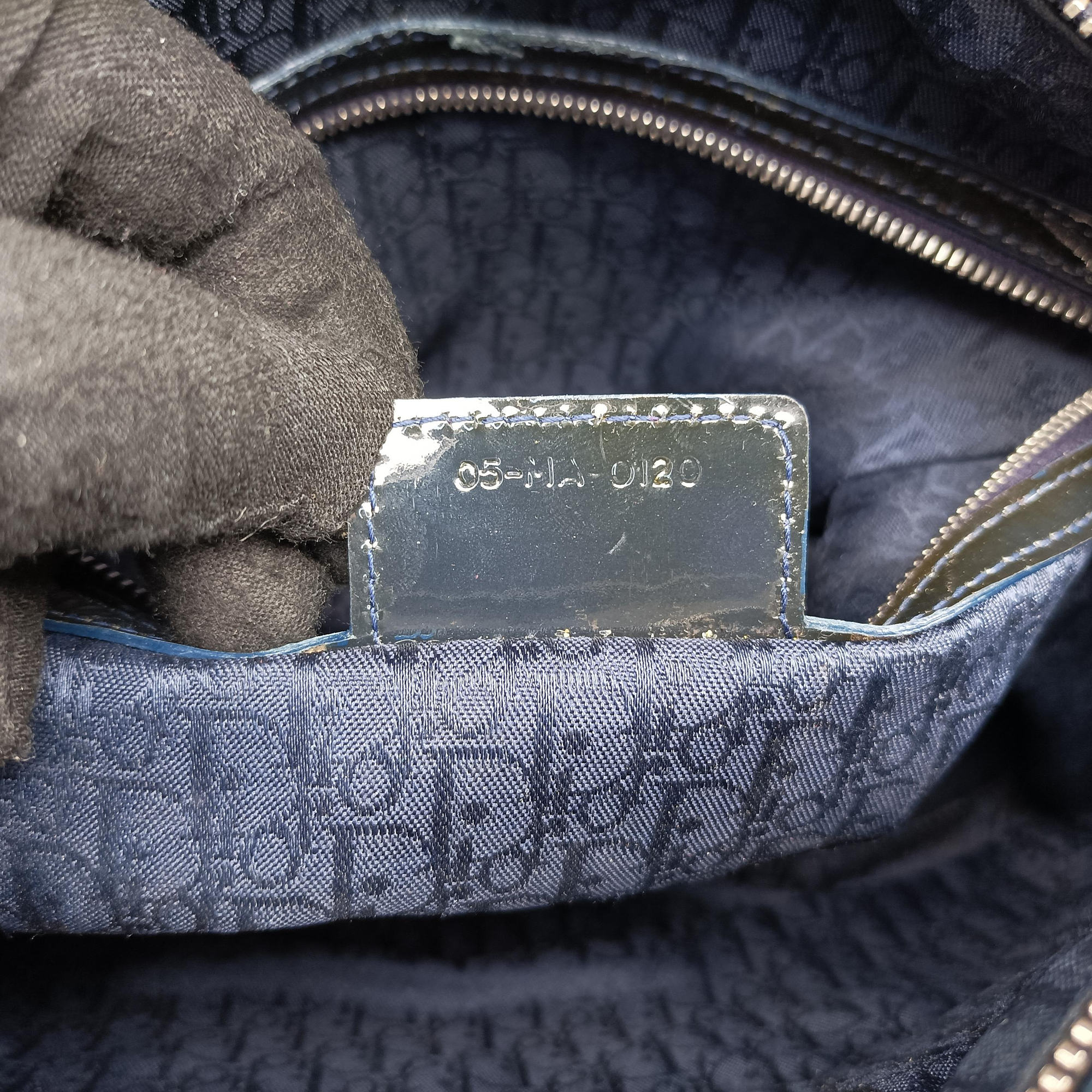 Pre-owned Christian Dior Lady Dior Navy Patent  handbag | stylenewstar