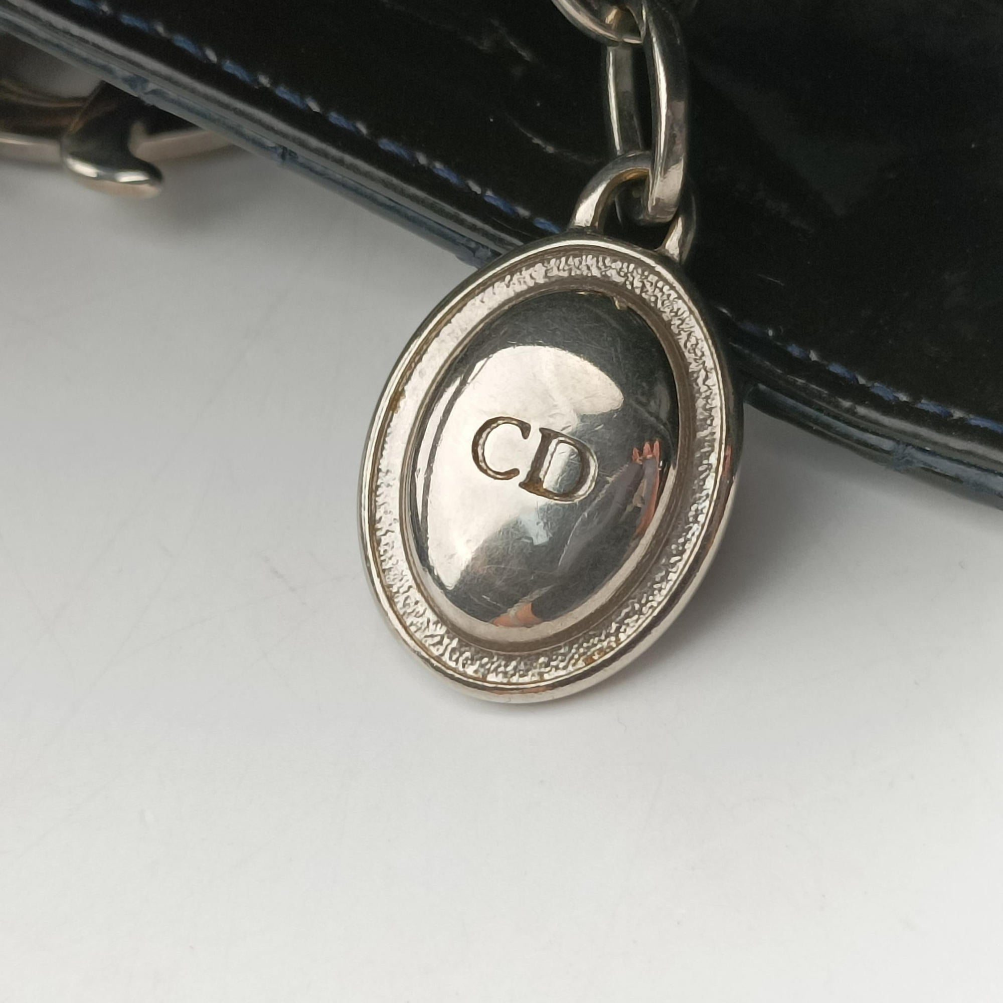 Pre-owned Christian Dior Lady Dior Navy Patent  handbag | stylenewstar