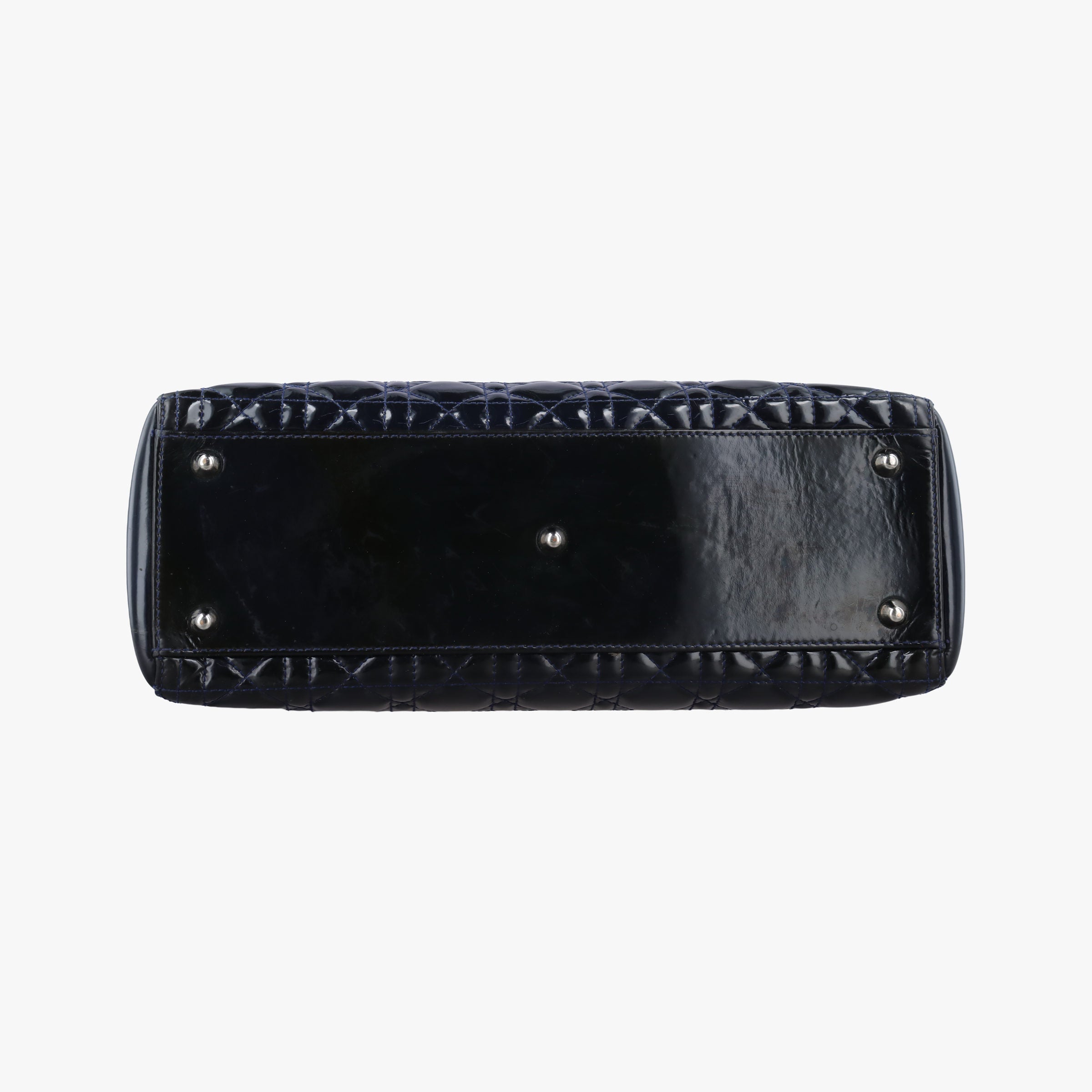 Pre-owned Christian Dior Lady Dior Navy Patent  handbag | stylenewstar