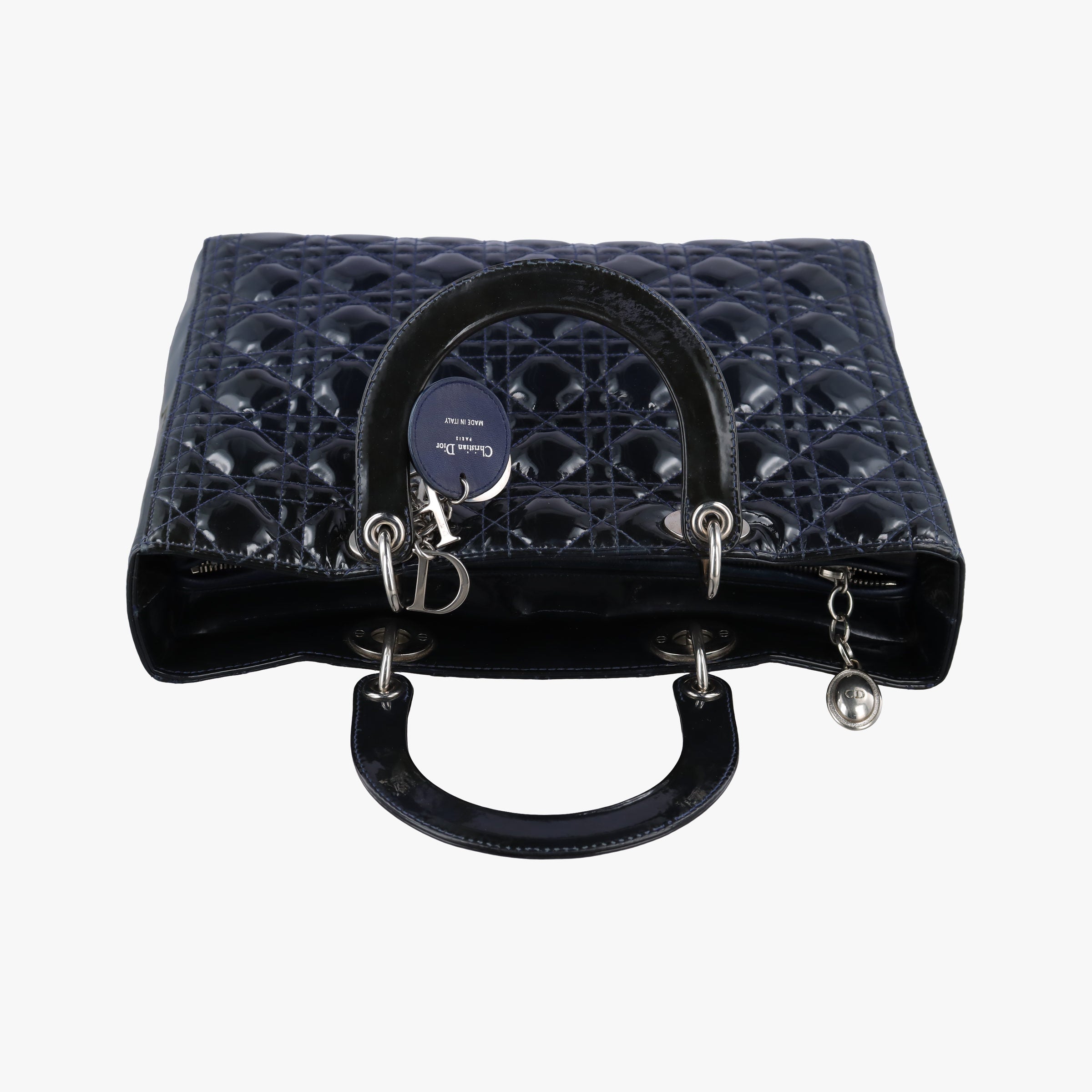 Pre-owned Christian Dior Lady Dior Navy Patent  handbag | stylenewstar