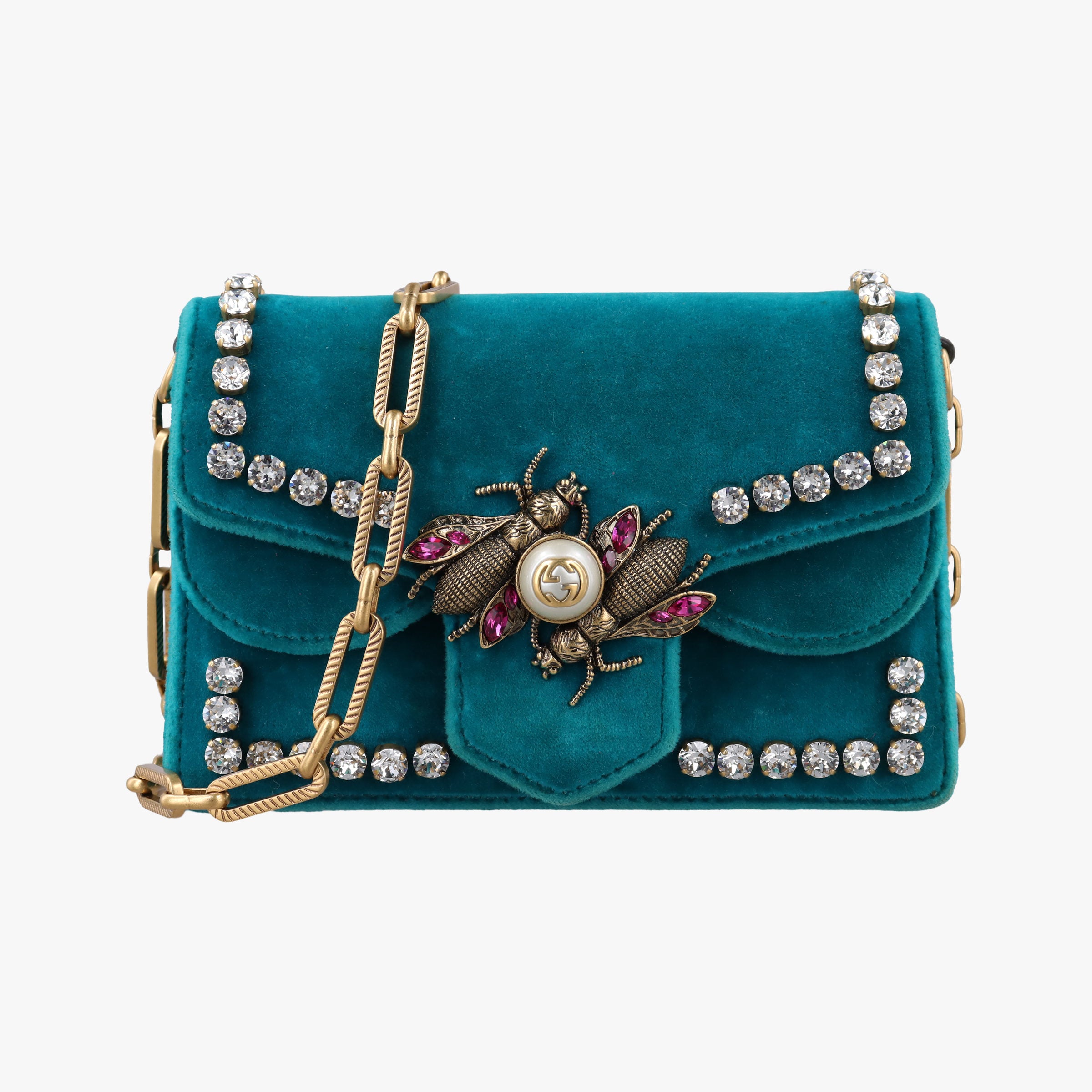 Pre-owned Gucci Broadway Blue velour 489218 shoulderbag | stylenewstar