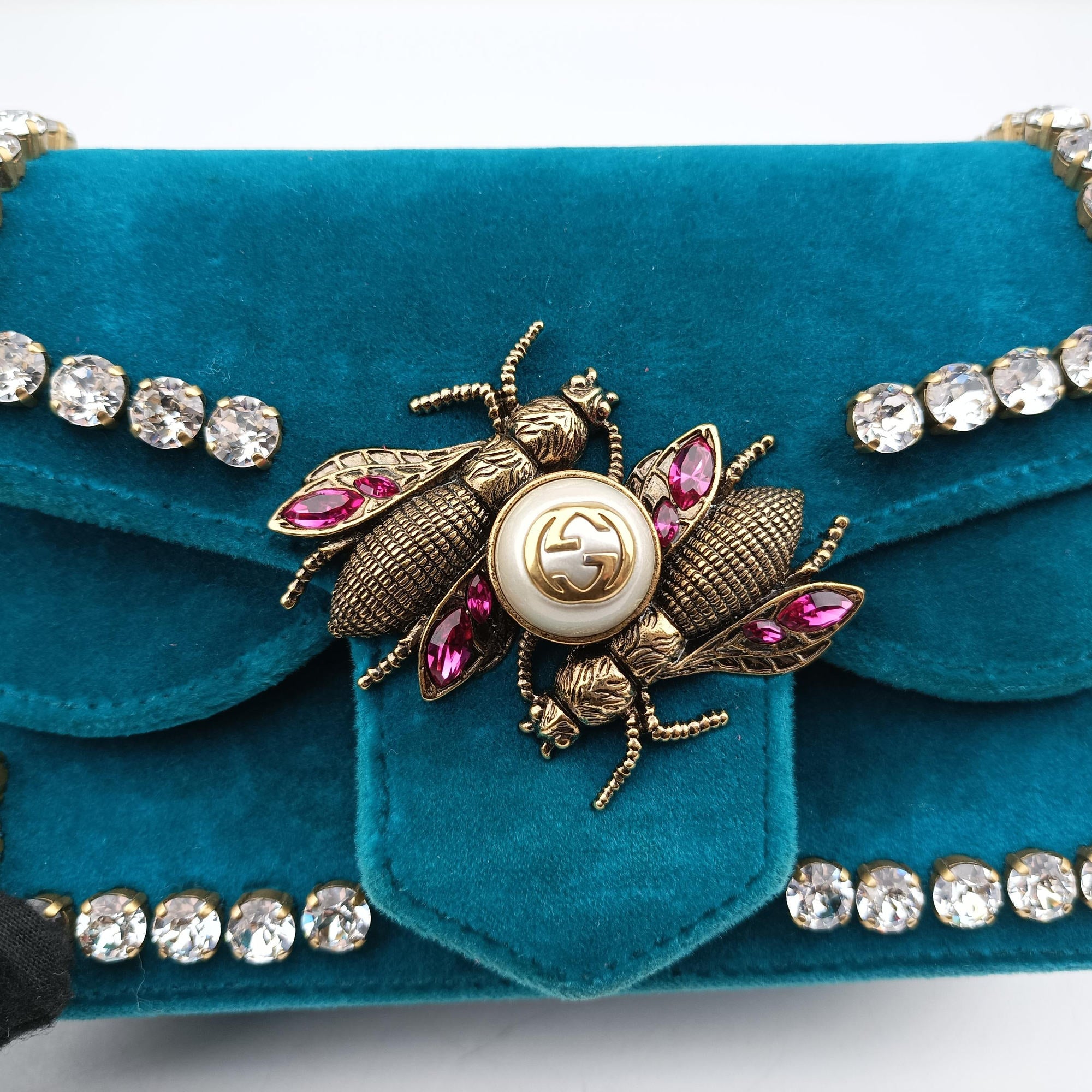 Pre-owned Gucci Broadway Blue velour 489218 shoulderbag | stylenewstar