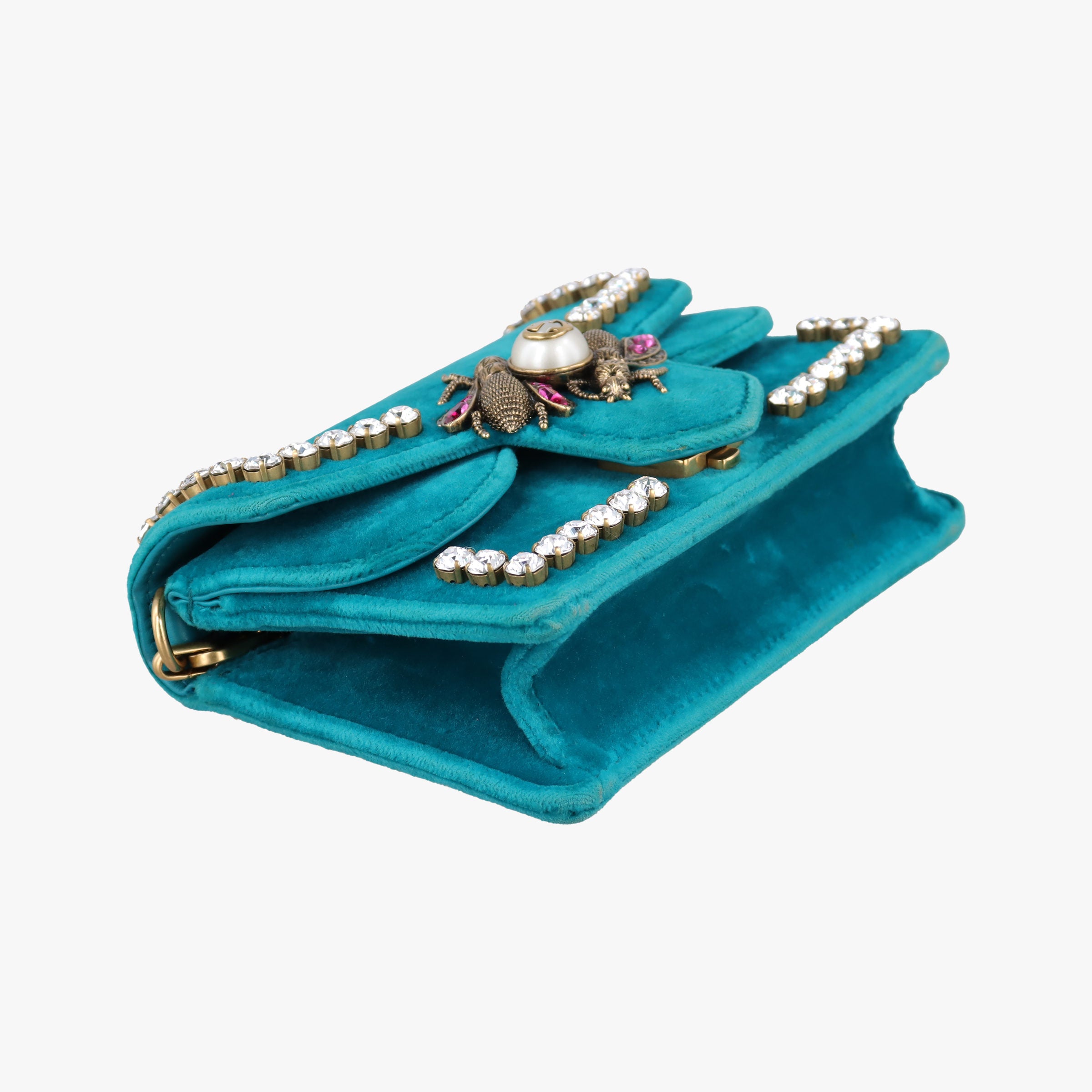 Pre-owned Gucci Broadway Blue velour 489218 shoulderbag | stylenewstar