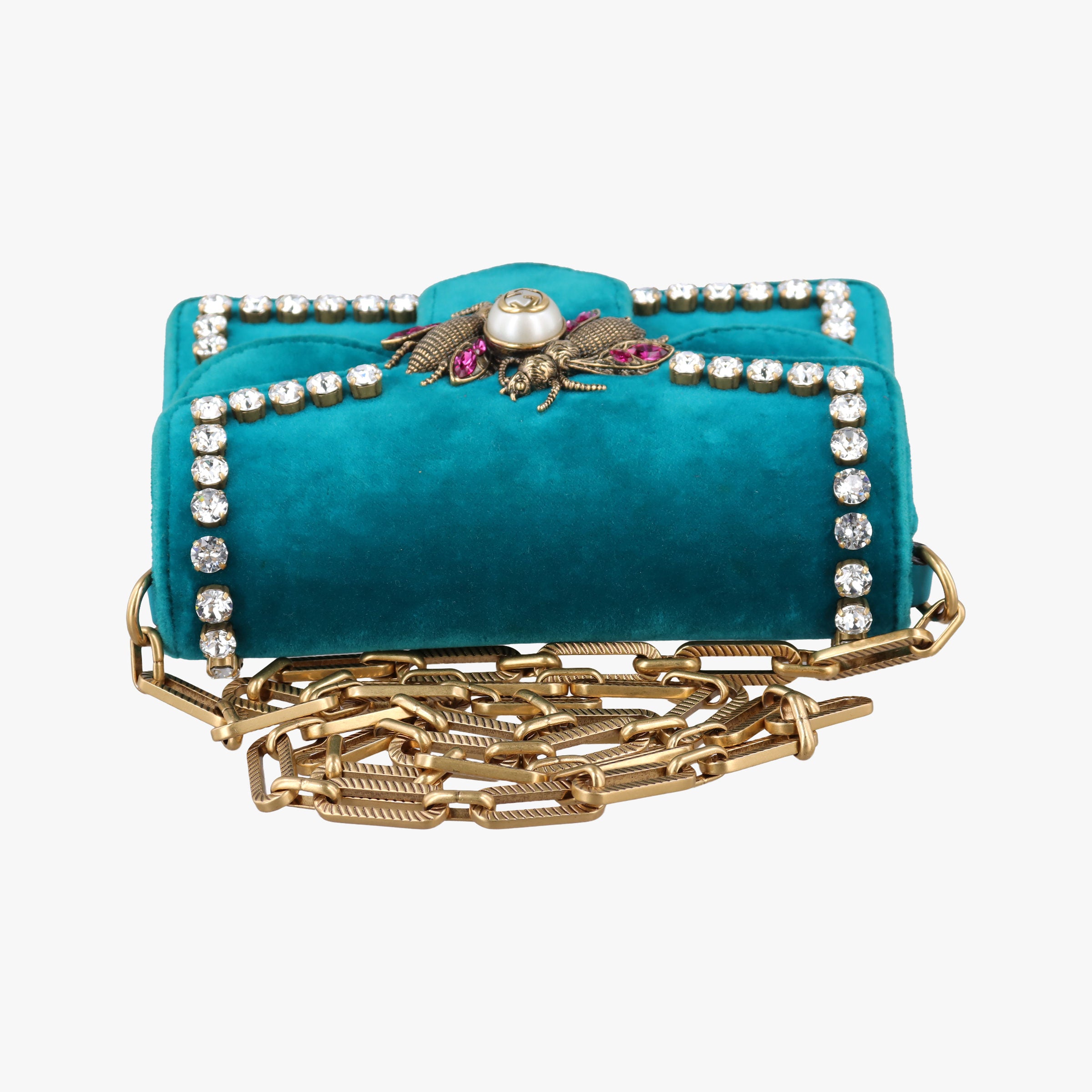 Pre-owned Gucci Broadway Blue velour 489218 shoulderbag | stylenewstar
