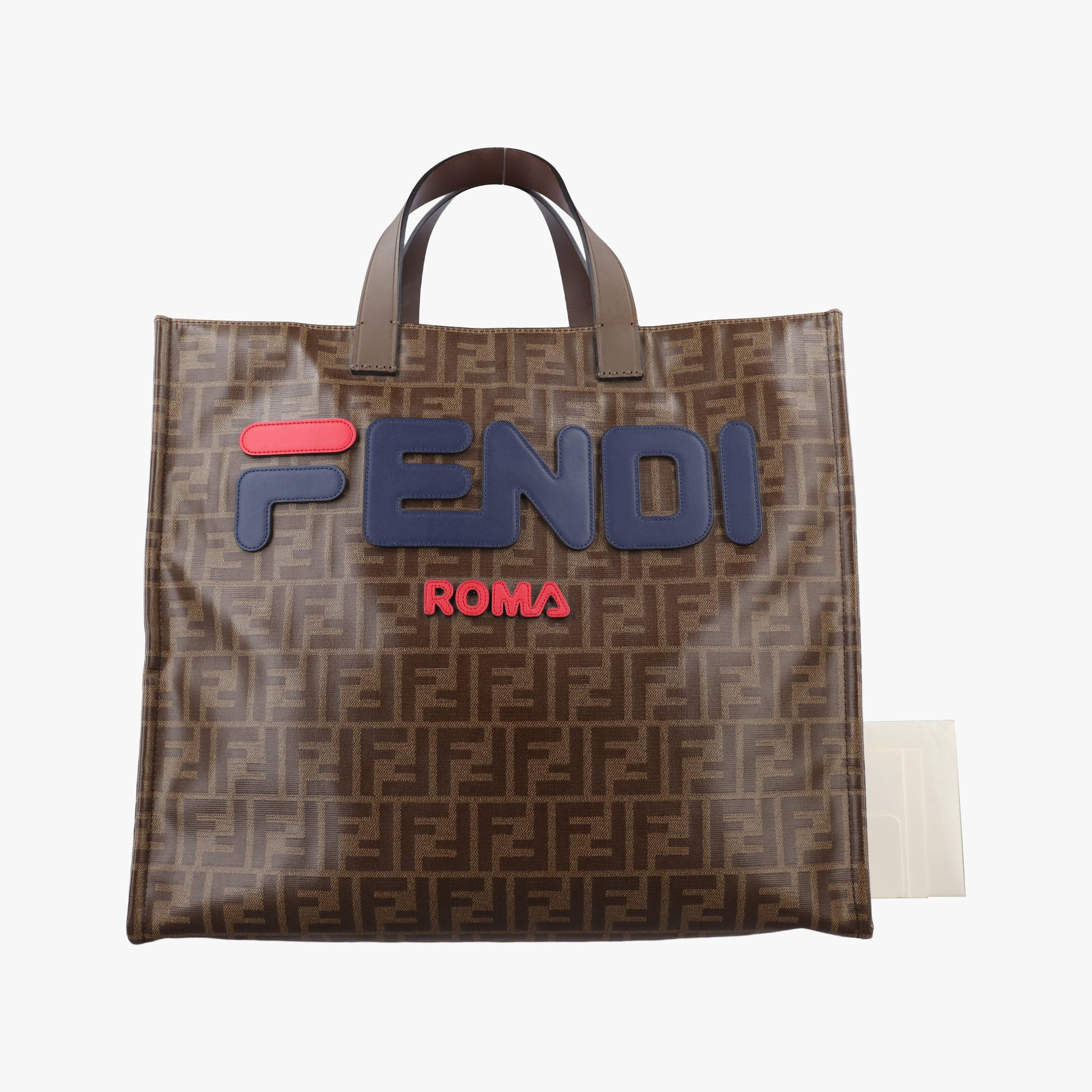 Pre-owned Fendi Fila Collaboration Zucca Brown×multicolor PVC coated canvas x Leather 8BH357 handbag | stylenewstar