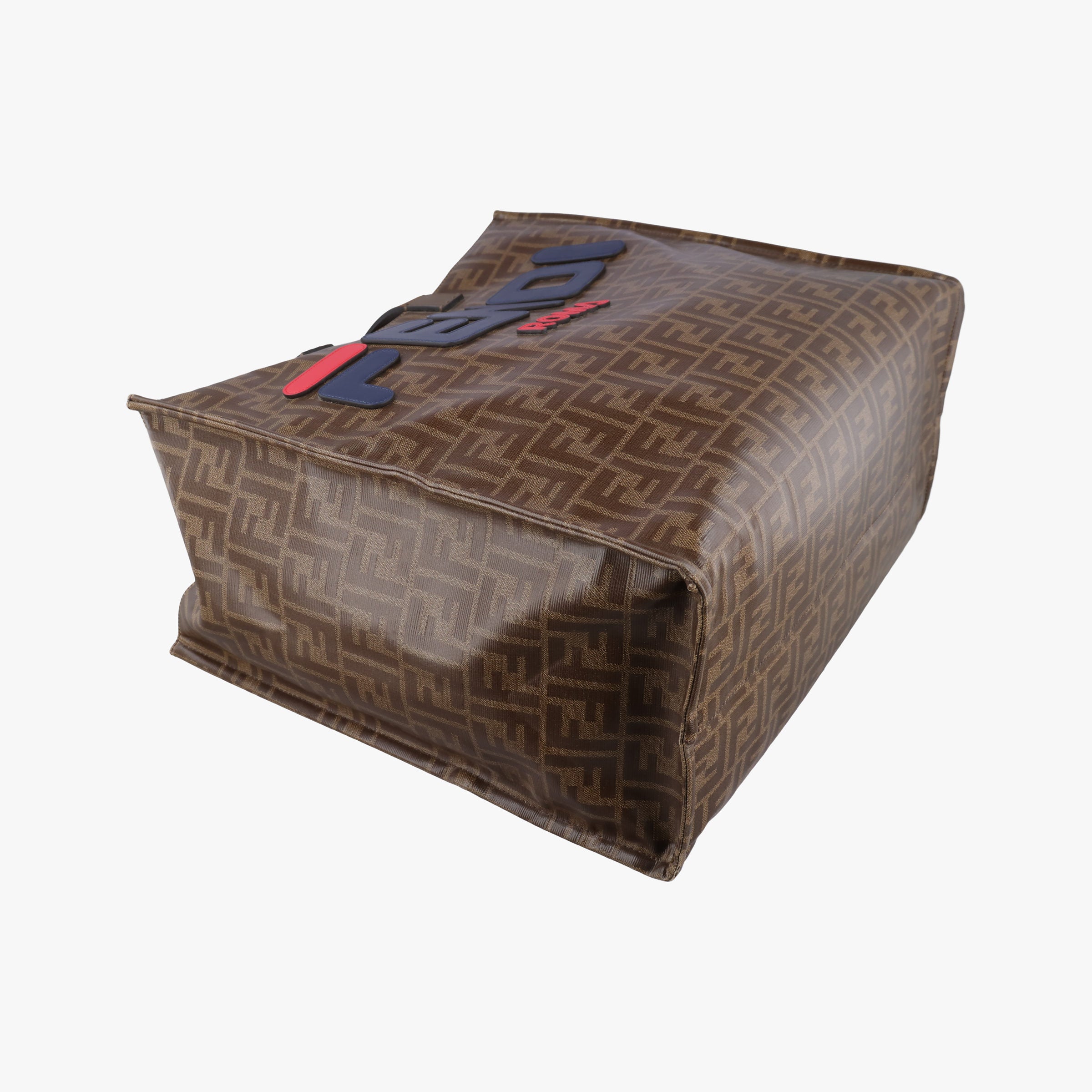 Pre-owned Fendi Fila Collaboration Zucca Brown×multicolor PVC coated canvas x Leather 8BH357 handbag | stylenewstar