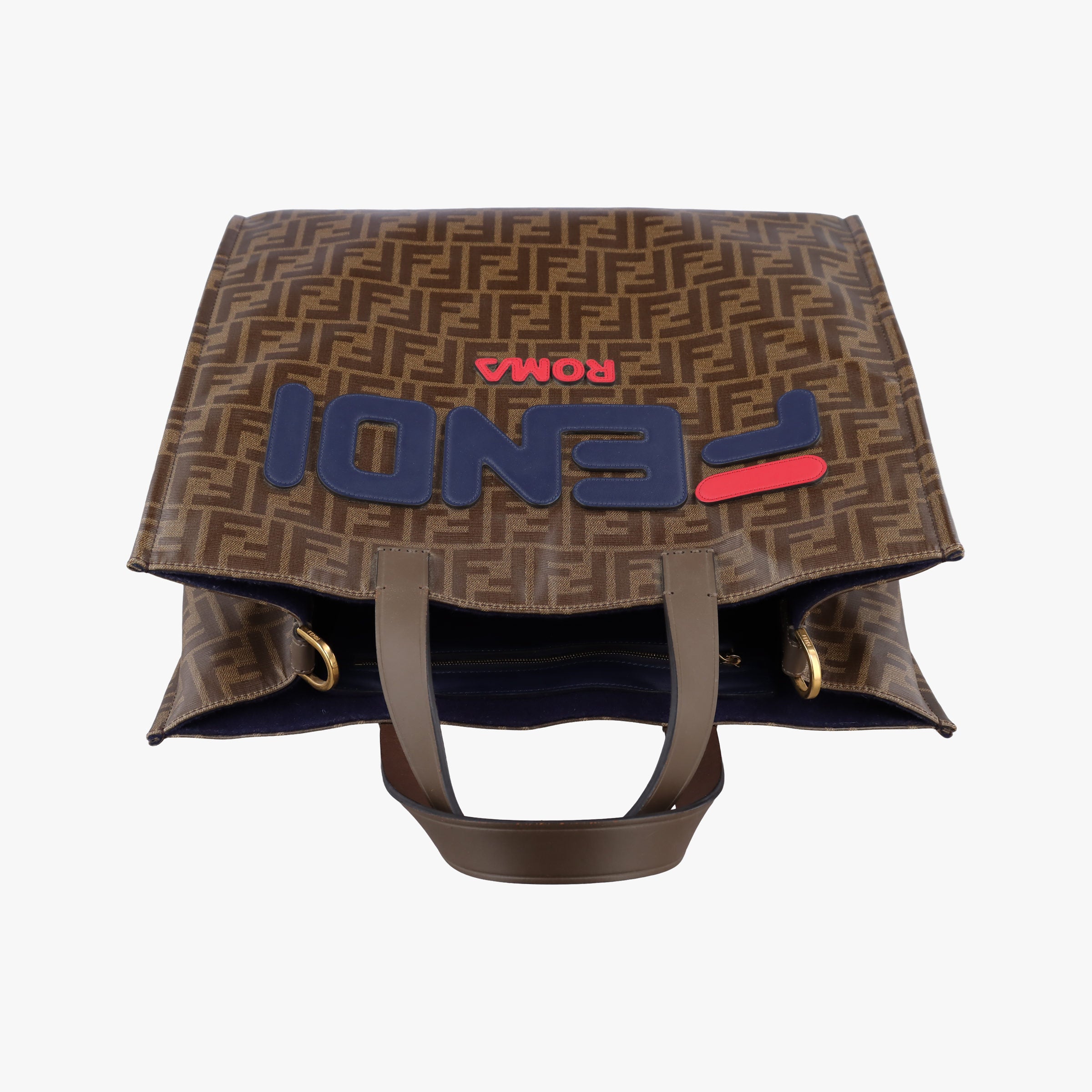 Pre-owned Fendi Fila Collaboration Zucca Brown×multicolor PVC coated canvas x Leather 8BH357 handbag | stylenewstar