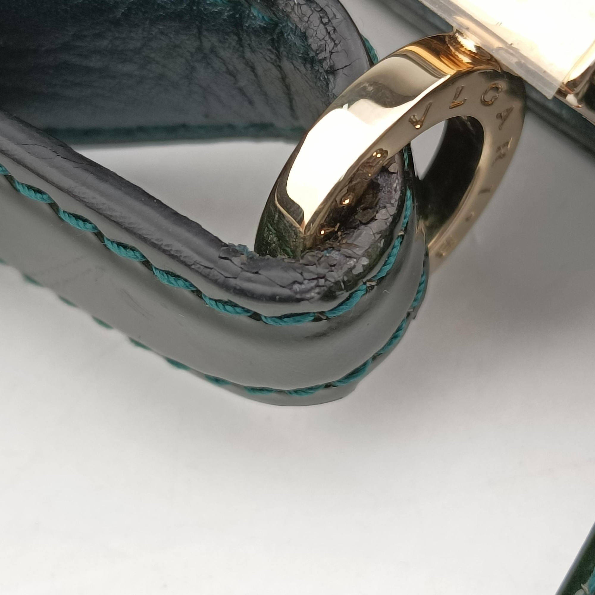 Pre-owned Bvlgari Isabella Rossellini Green patent  shoulderbag | stylenewstar