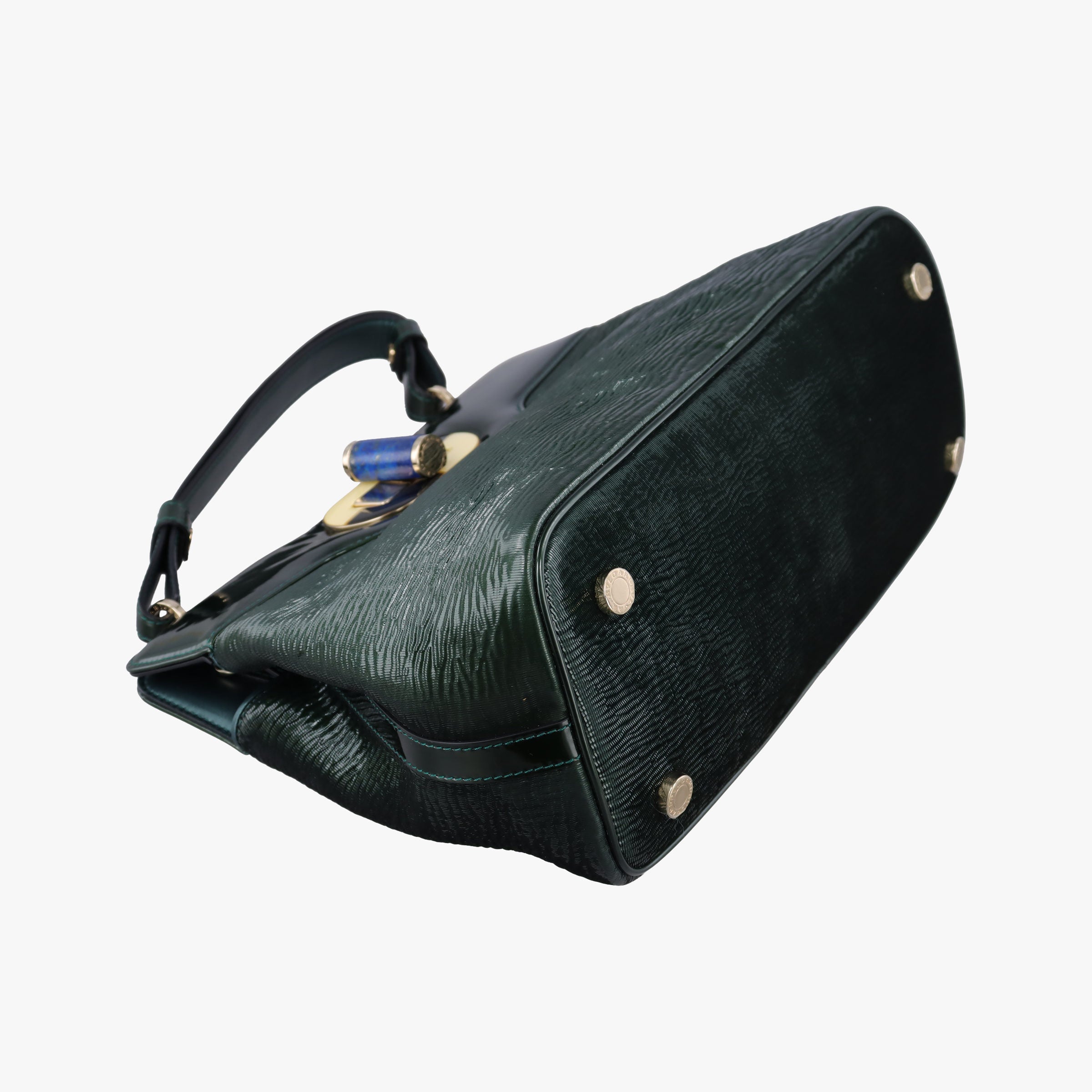 Pre-owned Bvlgari Isabella Rossellini Green patent  shoulderbag | stylenewstar