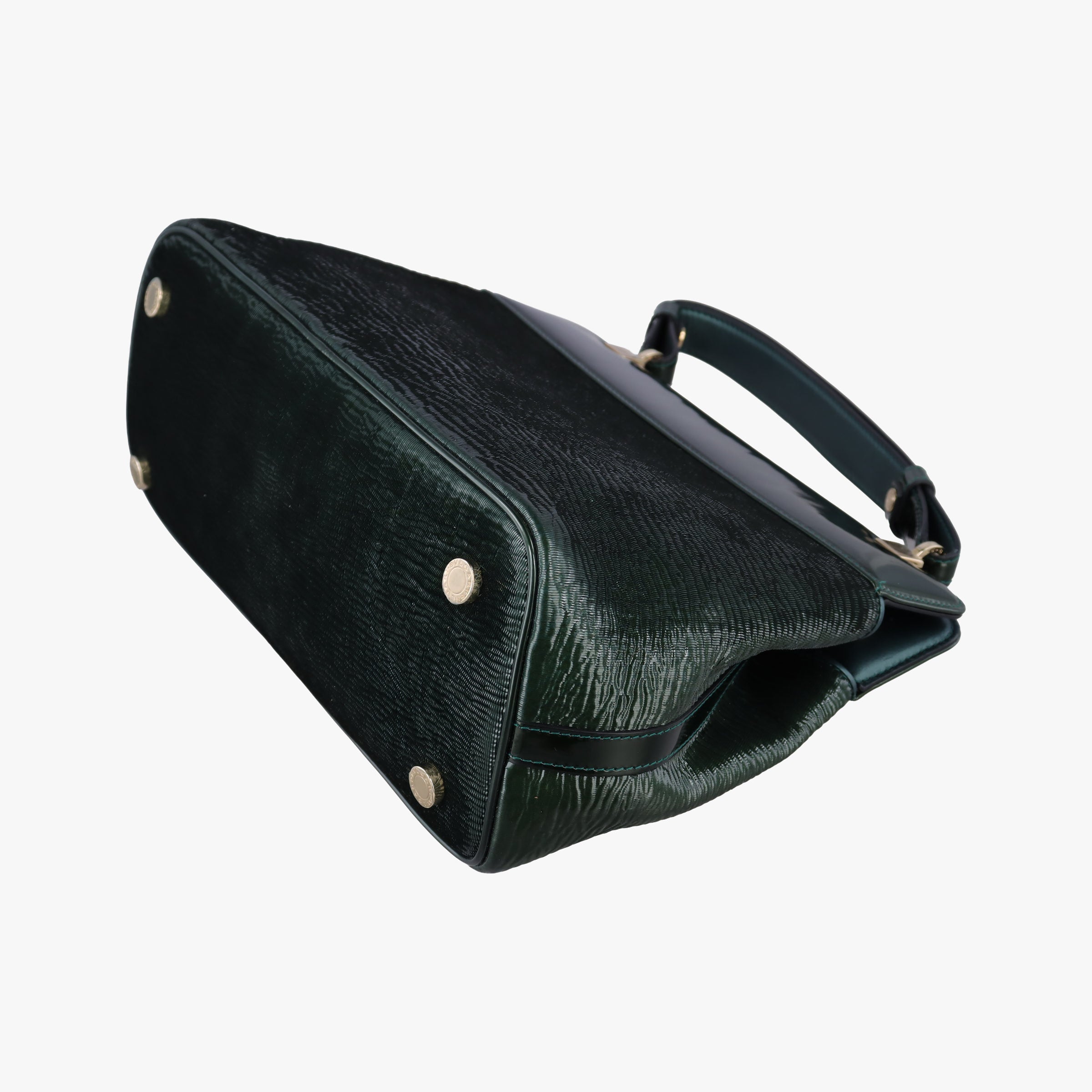 Pre-owned Bvlgari Isabella Rossellini Green patent  shoulderbag | stylenewstar