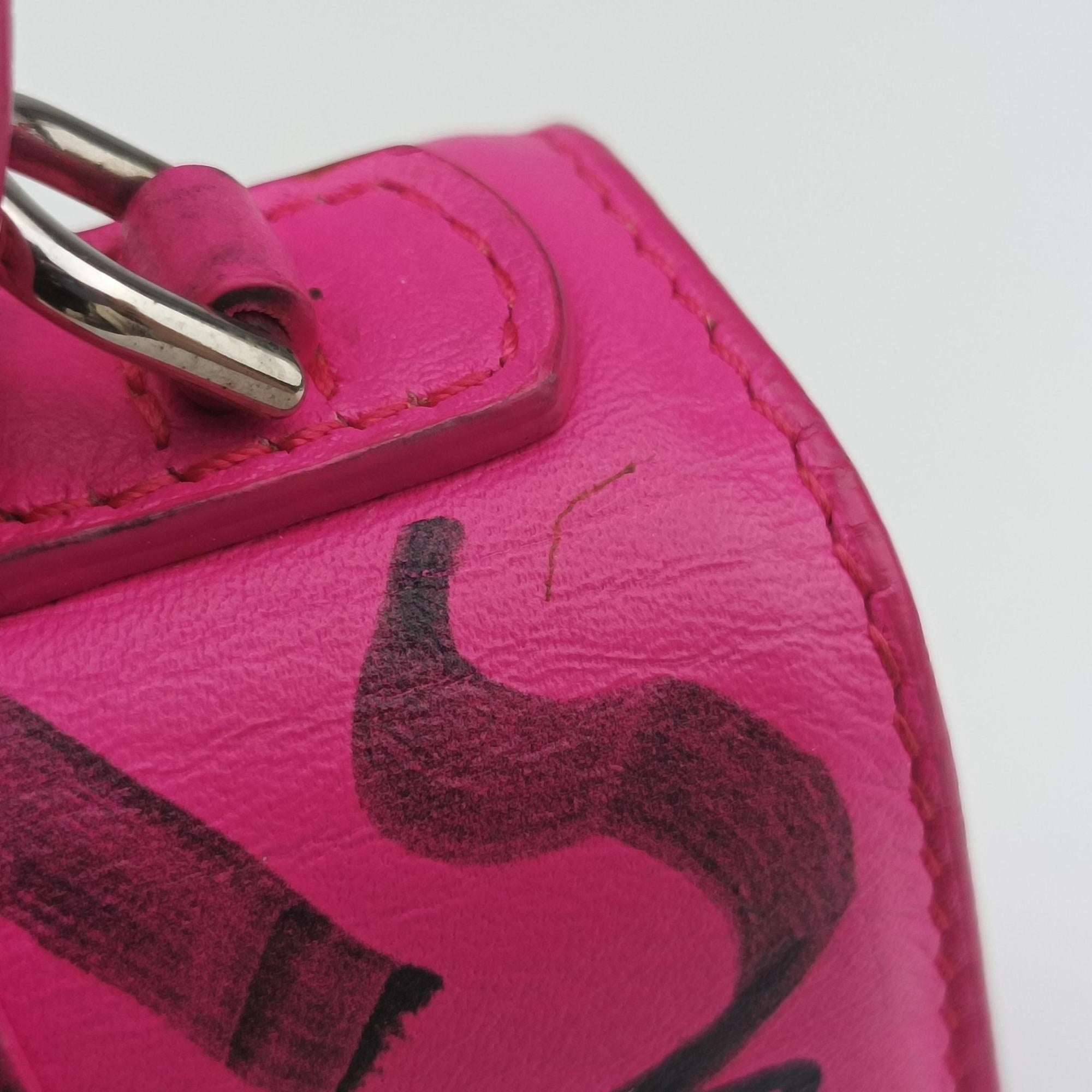 Vintage Balenciaga Hourglass Graffiti Rose×Black Leather  shoulderbag | stylenewstar