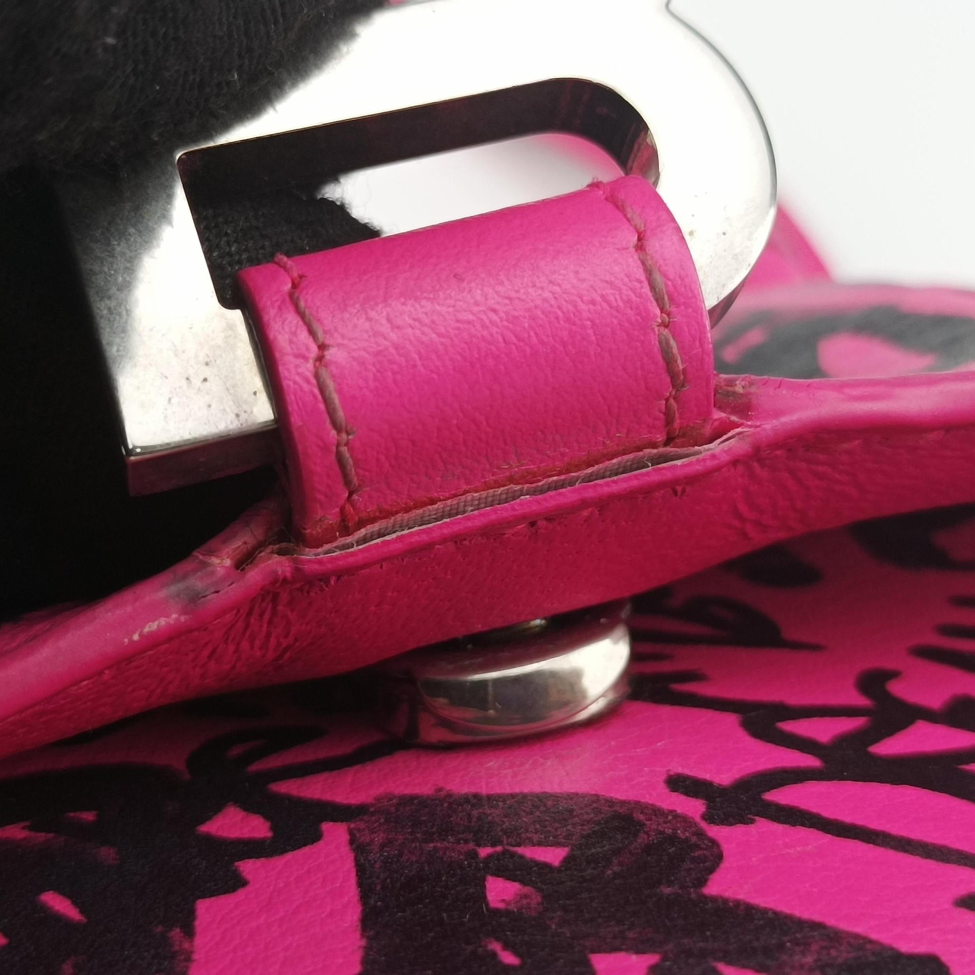 Vintage Balenciaga Hourglass Graffiti Rose×Black Leather  shoulderbag | stylenewstar