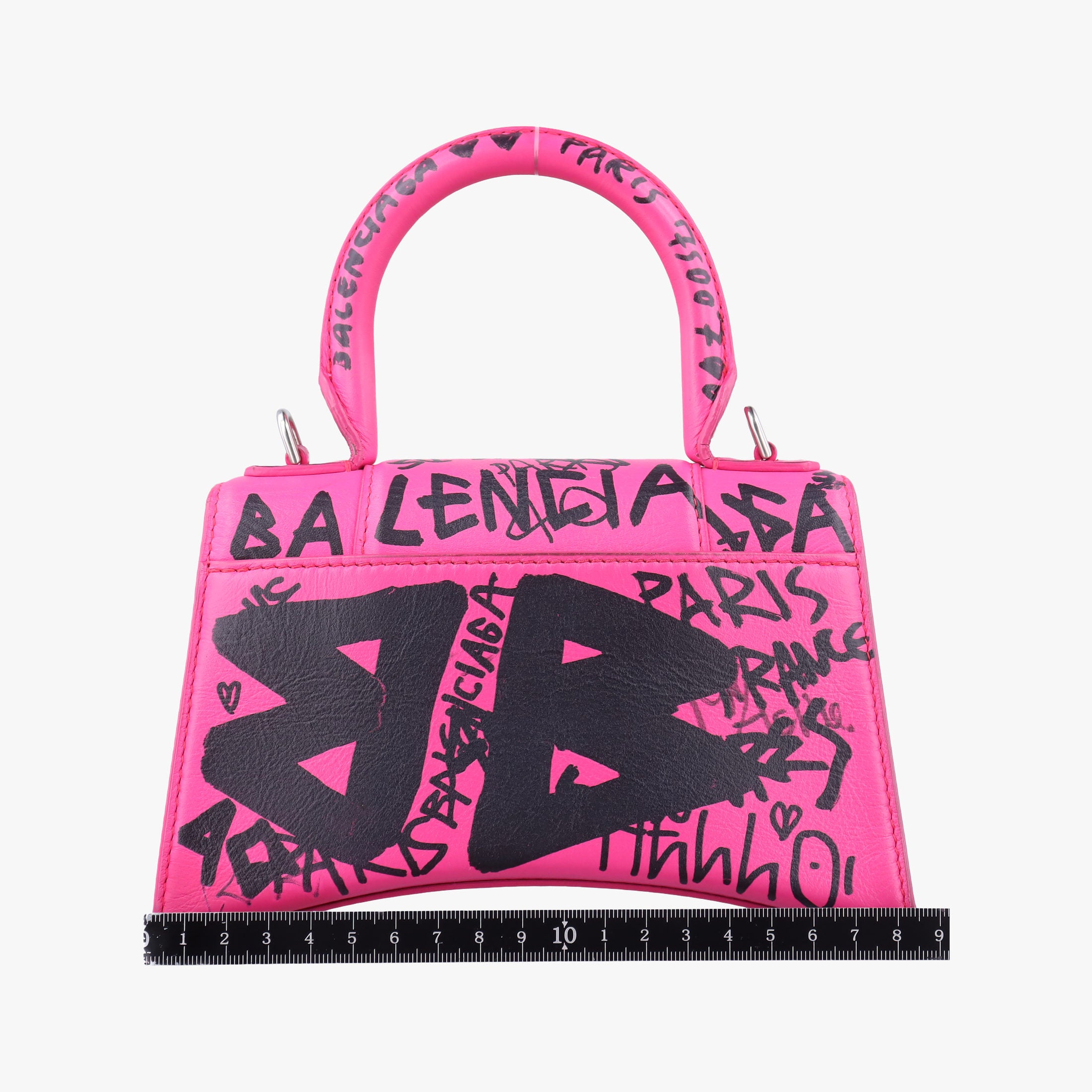 Vintage Balenciaga Hourglass Graffiti Rose×Black Leather  shoulderbag | stylenewstar