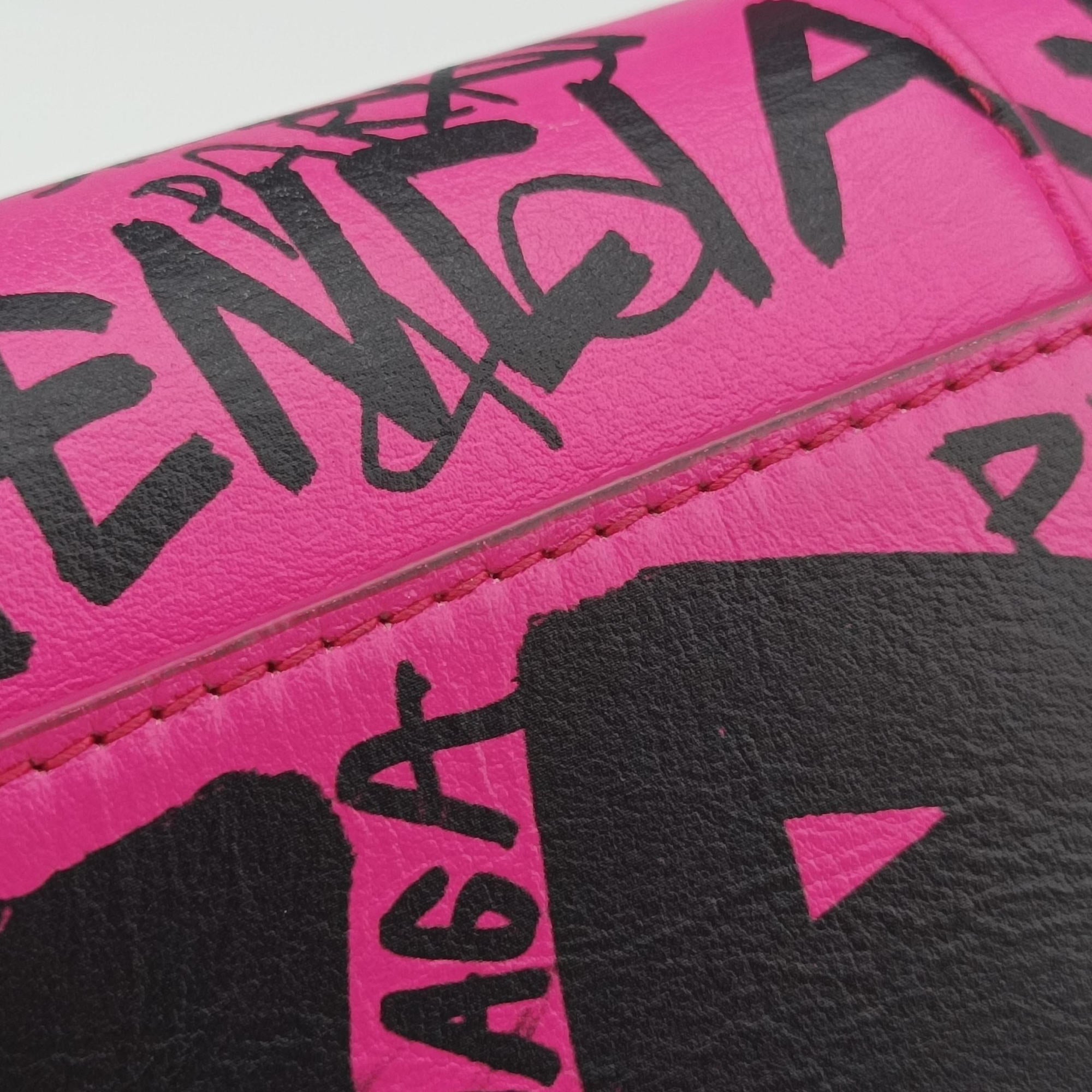 Vintage Balenciaga Hourglass Graffiti Rose×Black Leather  shoulderbag | stylenewstar