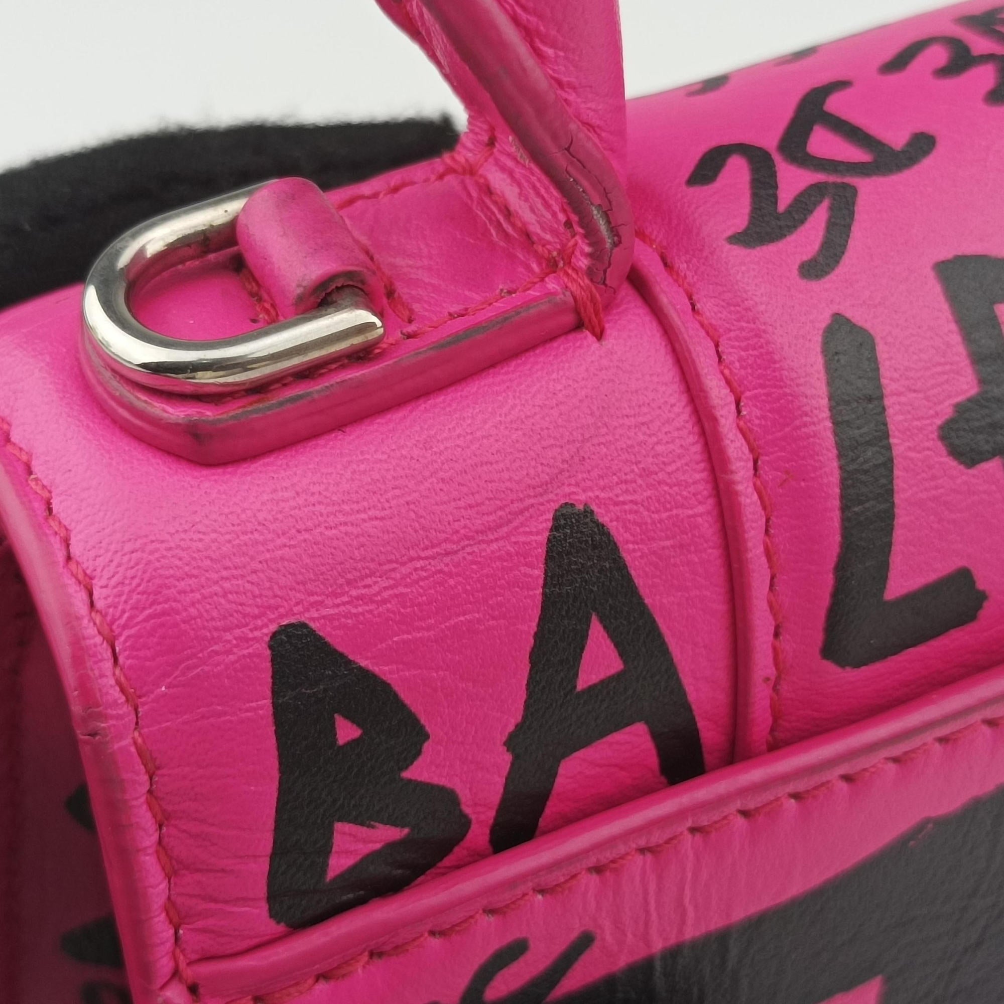 Vintage Balenciaga Hourglass Graffiti Rose×Black Leather  shoulderbag | stylenewstar