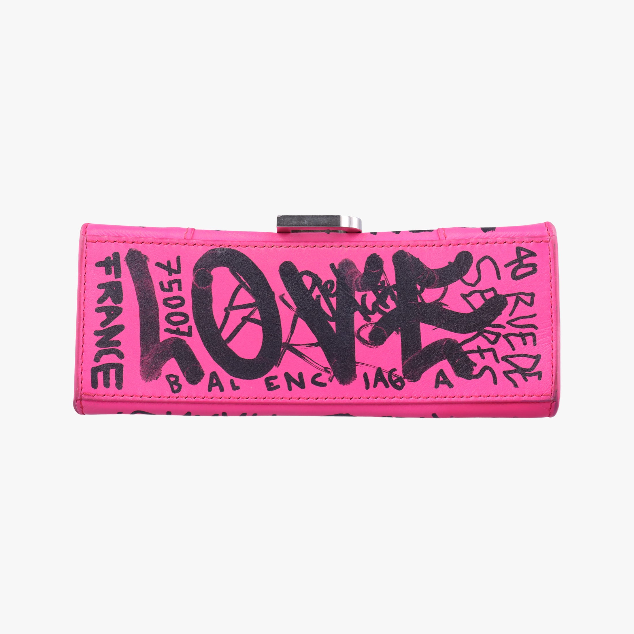 Vintage Balenciaga Hourglass Graffiti Rose×Black Leather  shoulderbag | stylenewstar