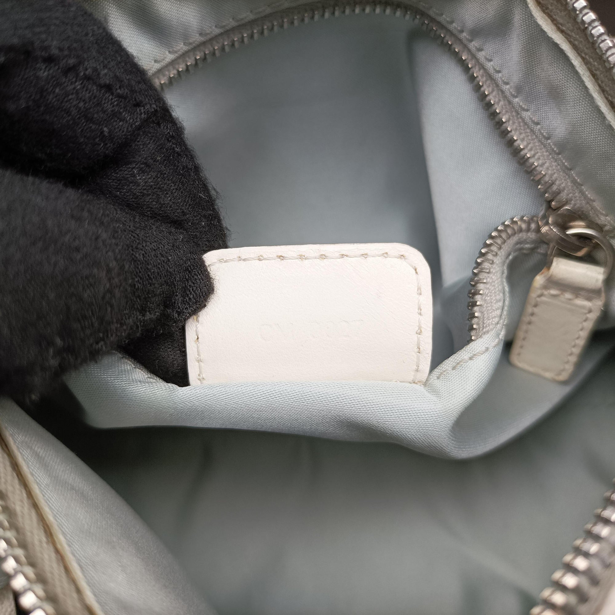 Vintage Christian Dior Romantique Barrel Trotter White×Grey PVC coated canvas×leather  handbag | stylenewstar