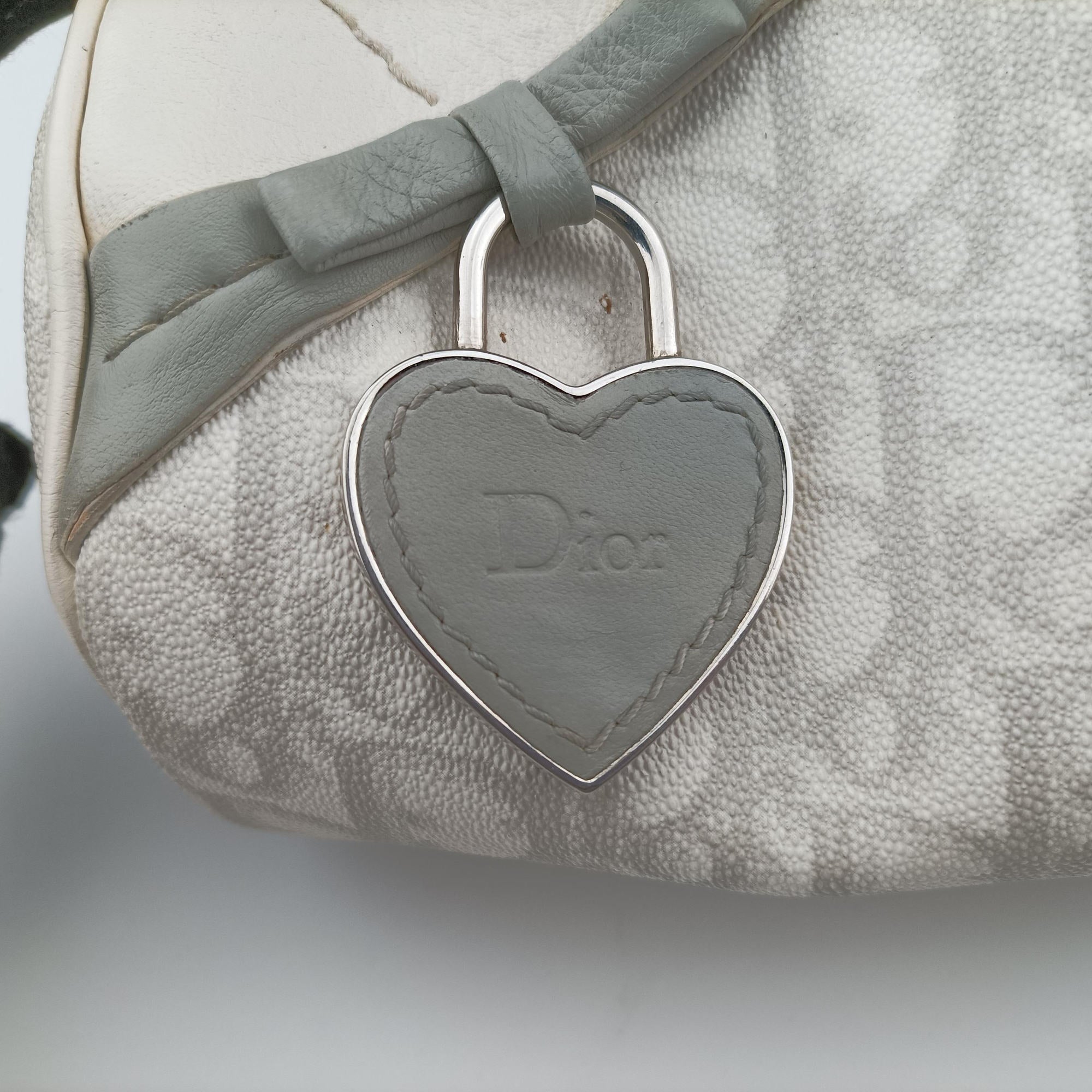 Vintage Christian Dior Romantique Barrel Trotter White×Grey PVC coated canvas×leather  handbag | stylenewstar