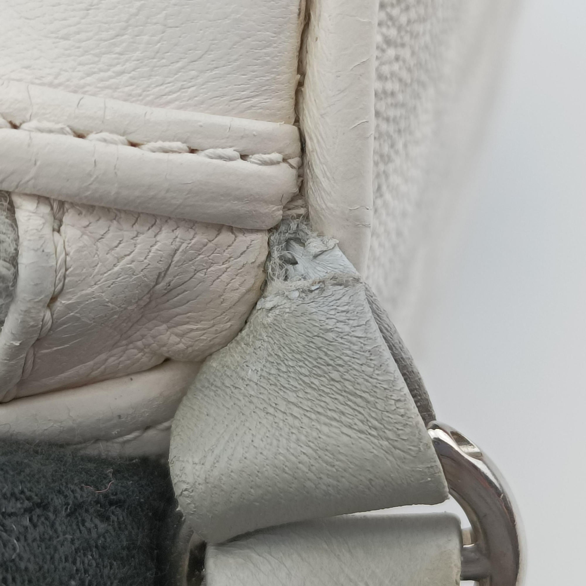 Vintage Christian Dior Romantique Barrel Trotter White×Grey PVC coated canvas×leather  handbag | stylenewstar