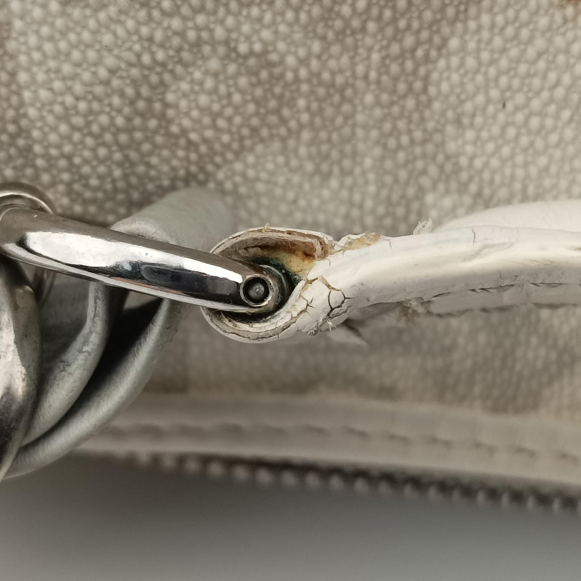 Vintage Christian Dior Romantique Barrel Trotter White×Grey PVC coated canvas×leather  handbag | stylenewstar