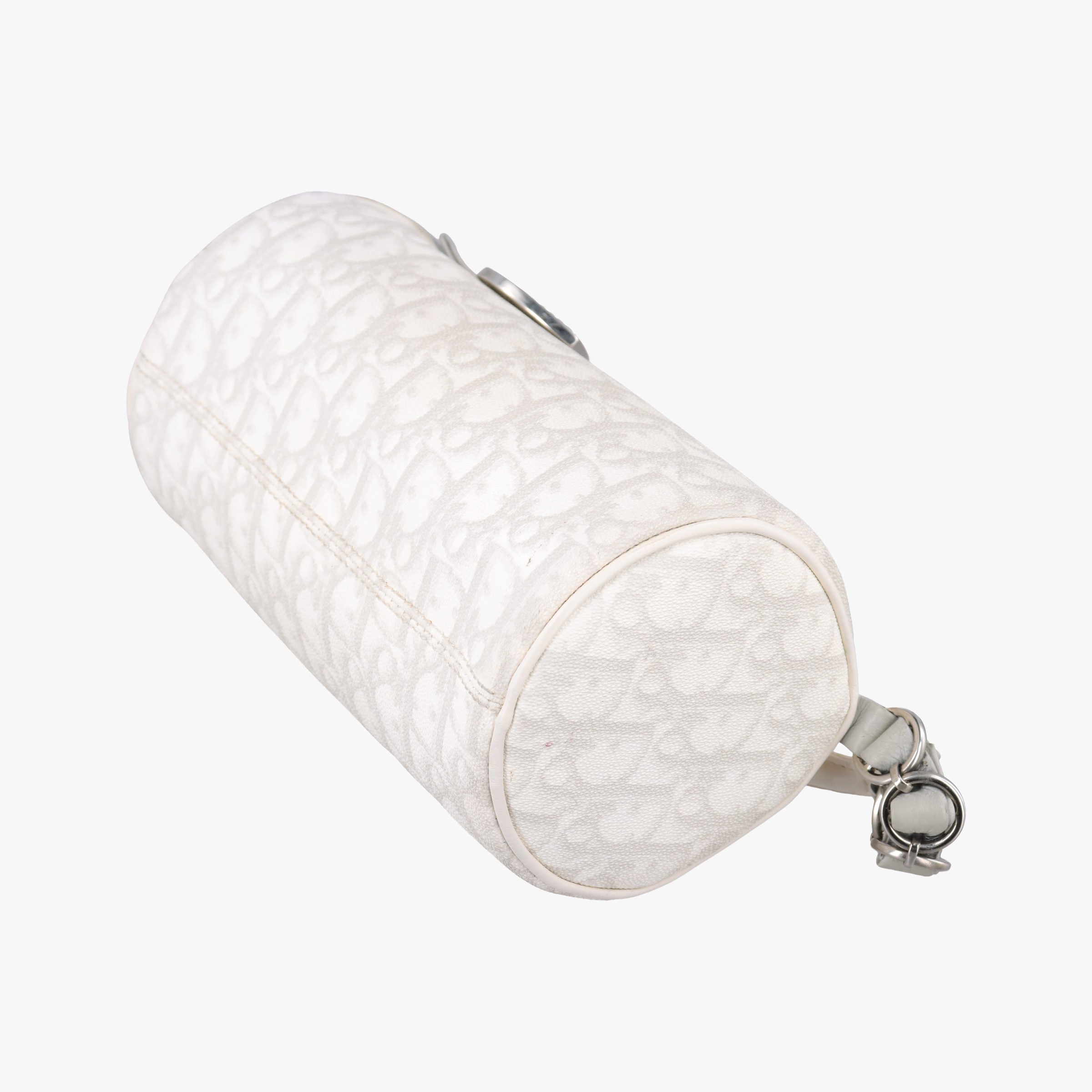 Vintage Christian Dior Romantique Barrel Trotter White×Grey PVC coated canvas×leather  handbag | stylenewstar