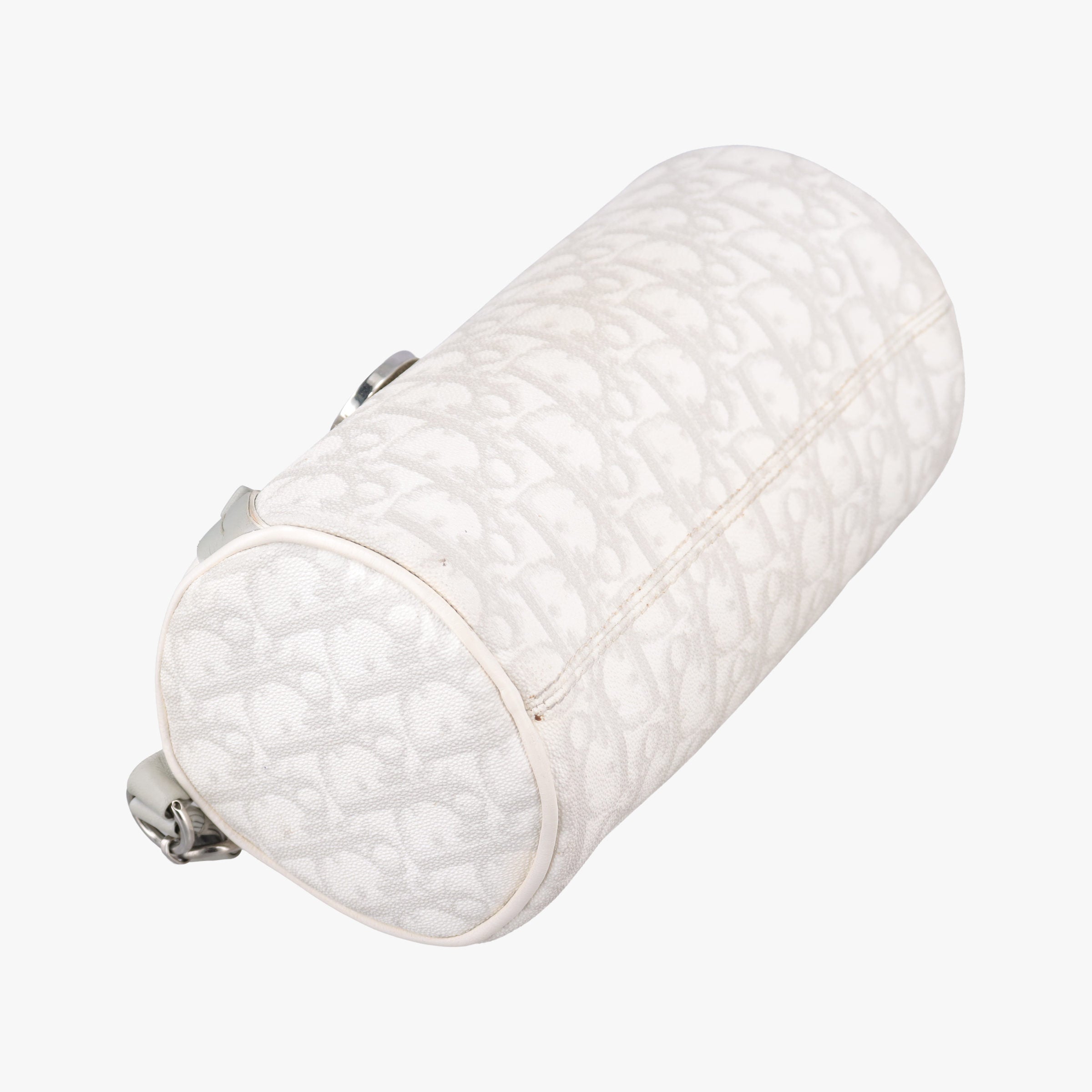 Vintage Christian Dior Romantique Barrel Trotter White×Grey PVC coated canvas×leather  handbag | stylenewstar