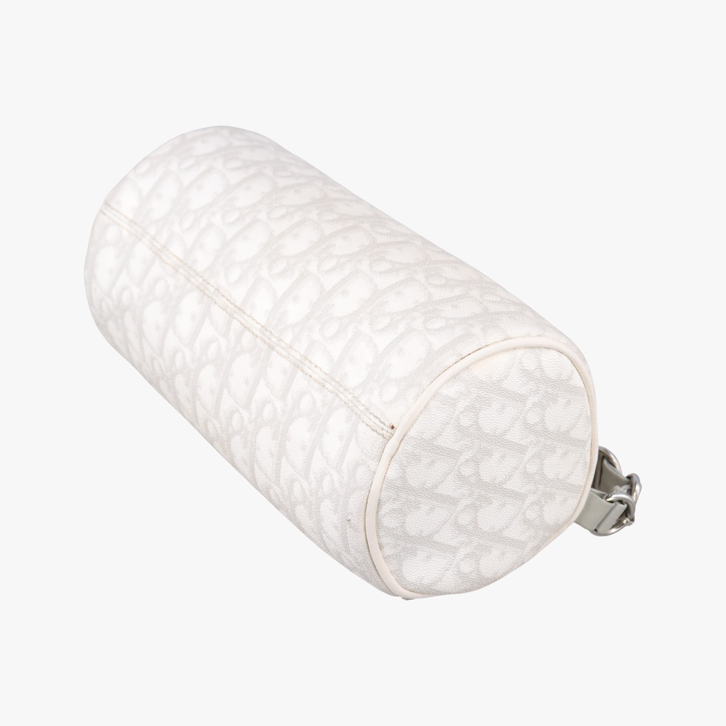 Vintage Christian Dior Romantique Barrel Trotter White×Grey PVC coated canvas×leather  handbag | stylenewstar