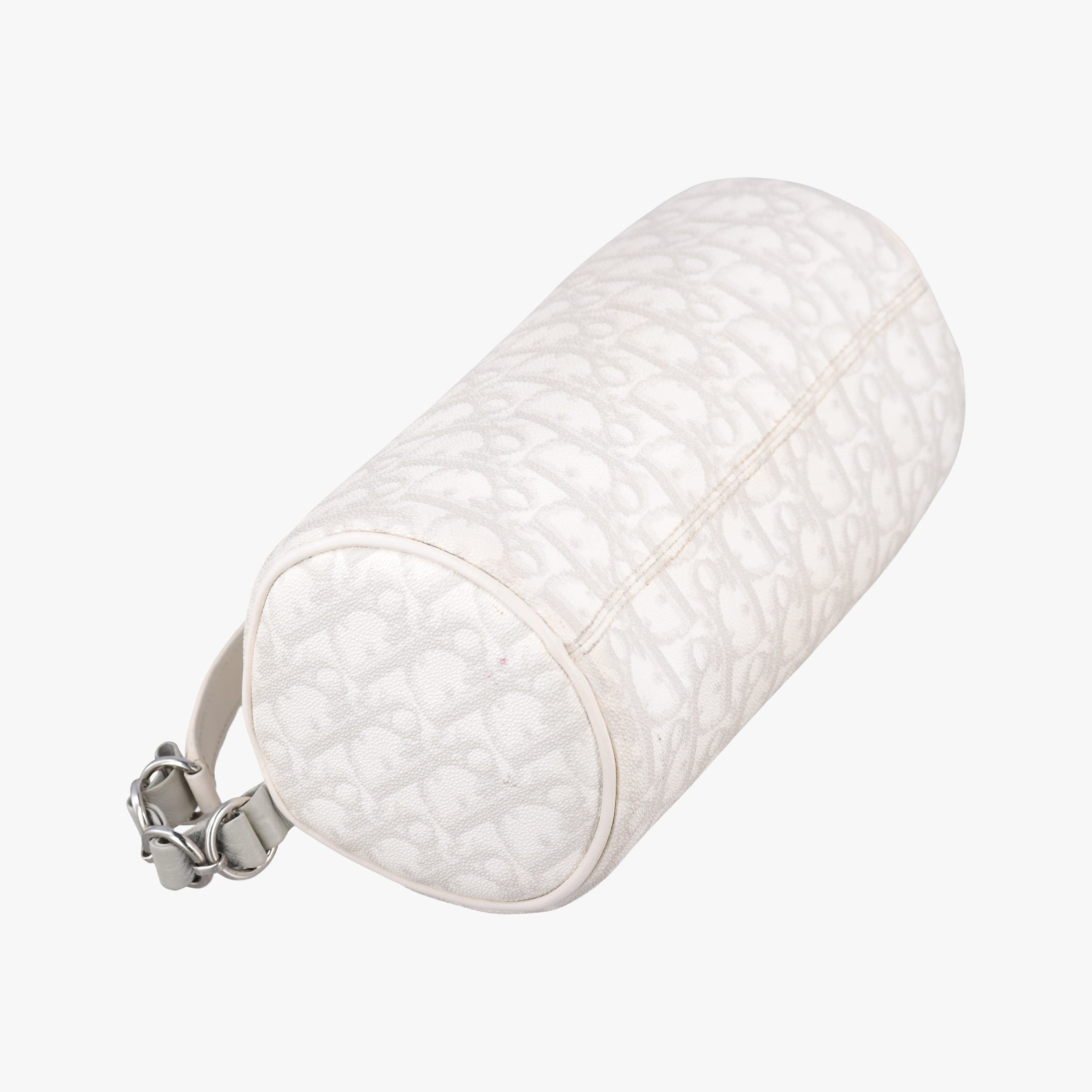 Vintage Christian Dior Romantique Barrel Trotter White×Grey PVC coated canvas×leather  handbag | stylenewstar