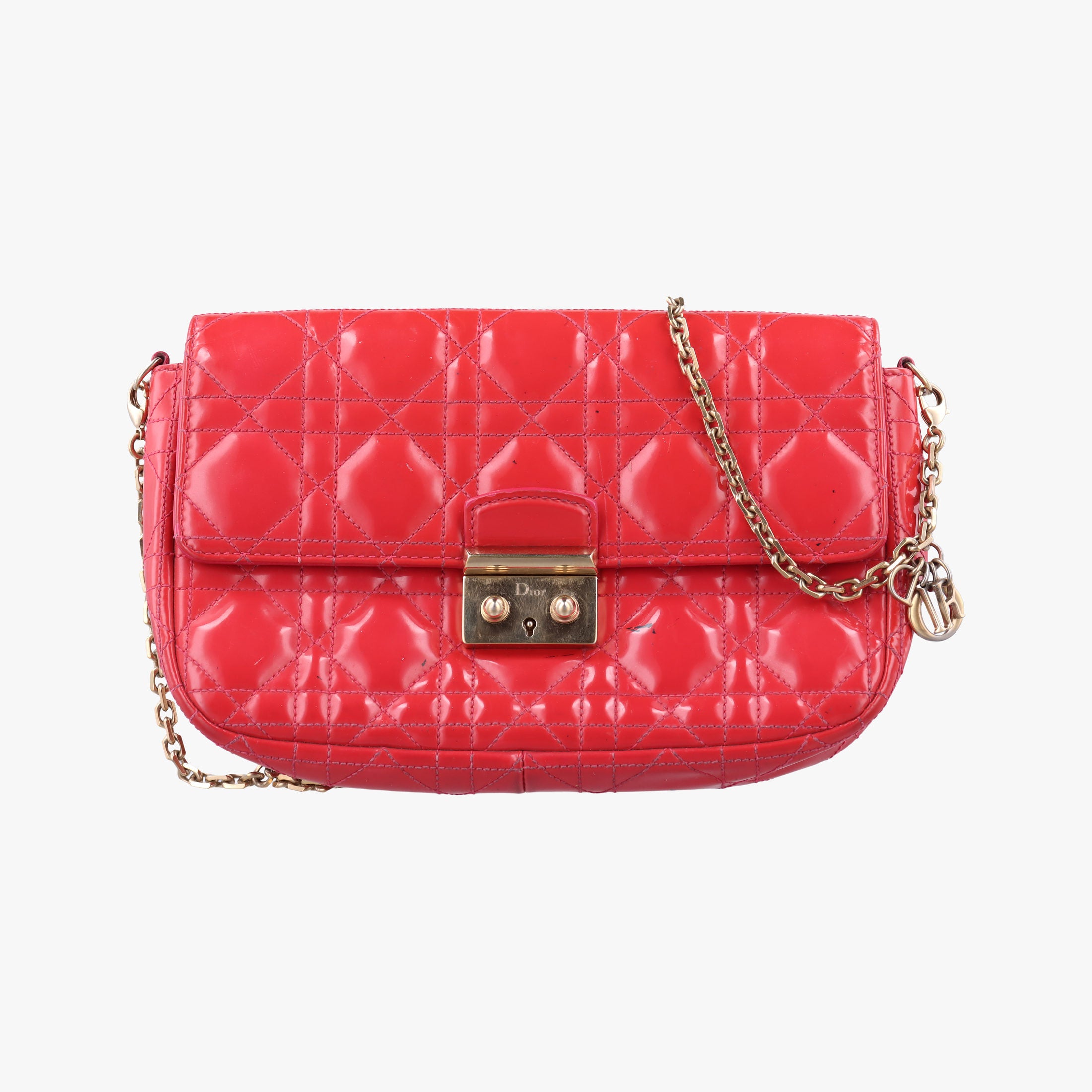 Vintage Christian Dior Miss Dior CANNAGE New Lock Red Patent  shoulderbag | stylenewstar
