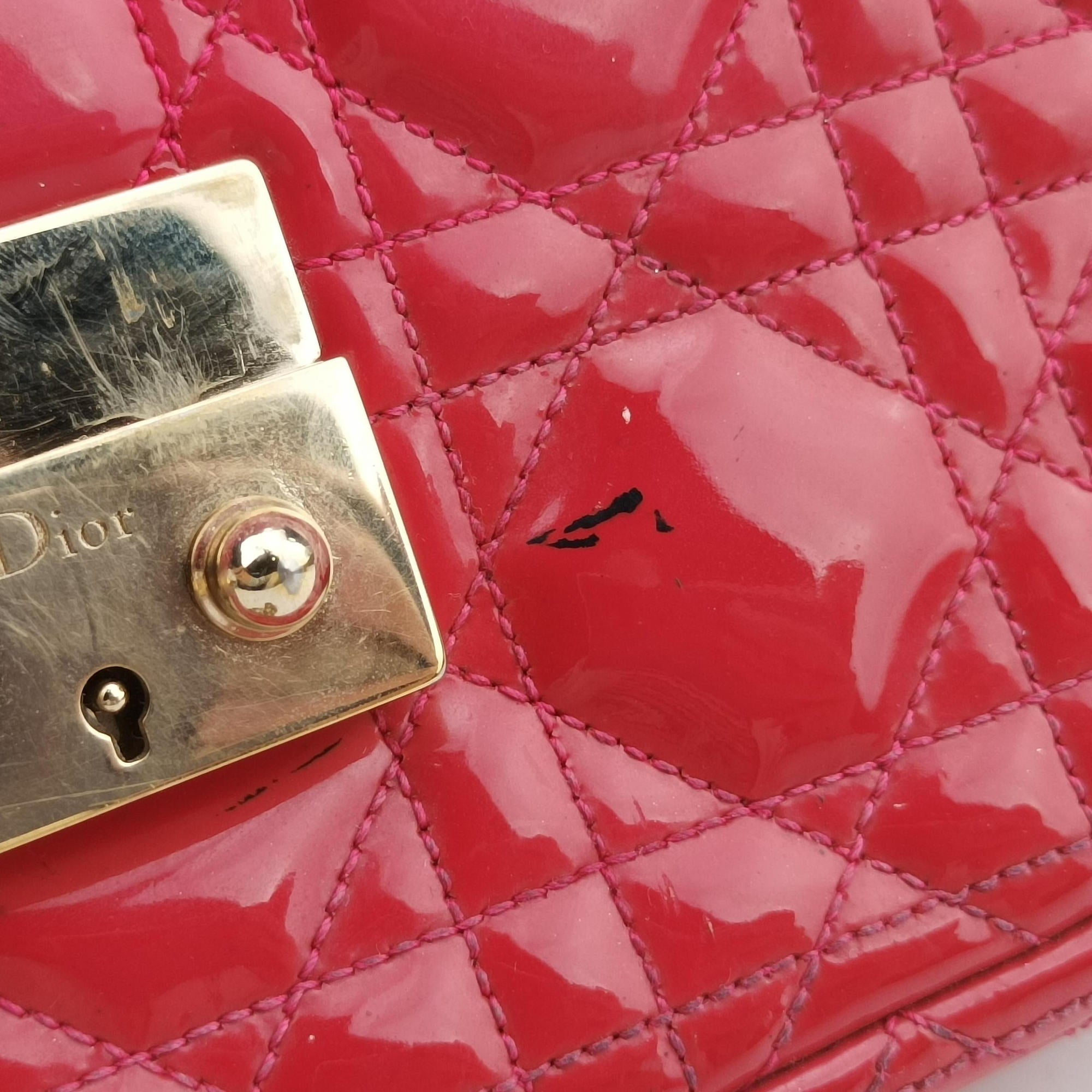 Vintage Christian Dior Miss Dior CANNAGE New Lock Red Patent  shoulderbag | stylenewstar