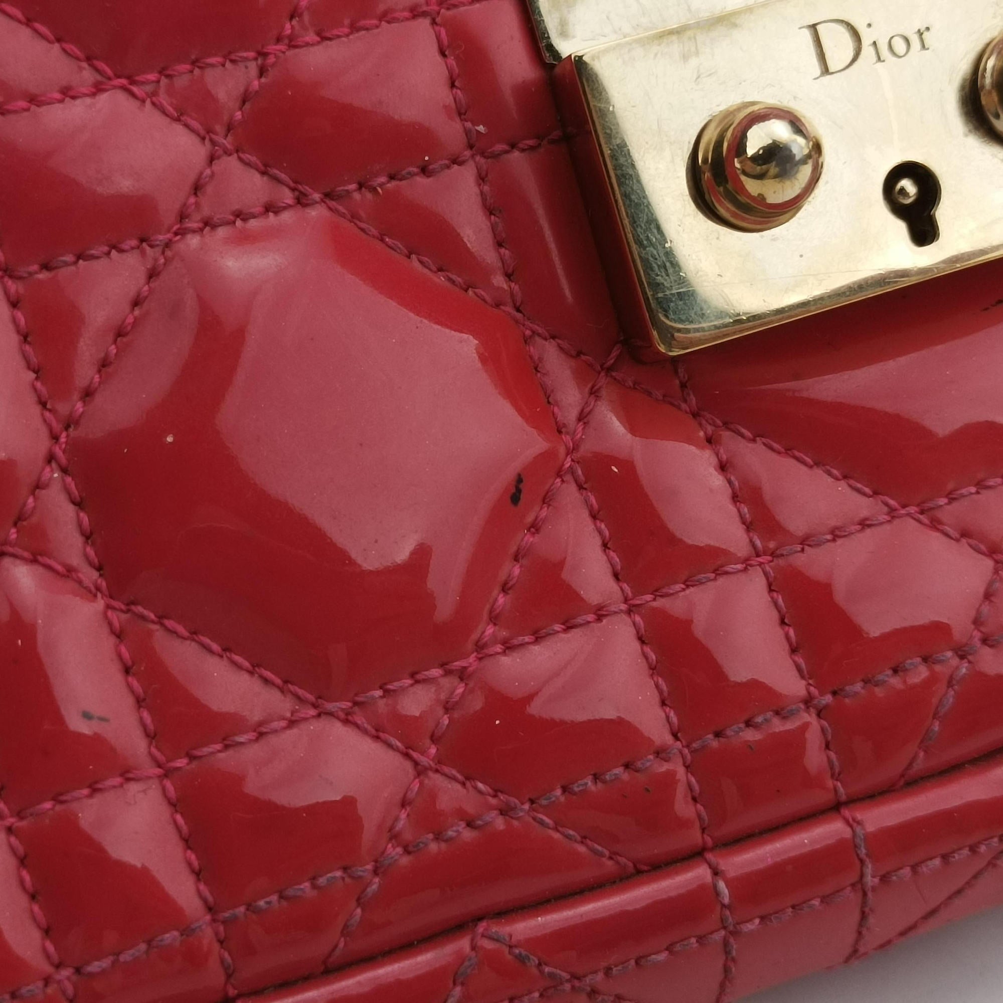 Vintage Christian Dior Miss Dior CANNAGE New Lock Red Patent  shoulderbag | stylenewstar