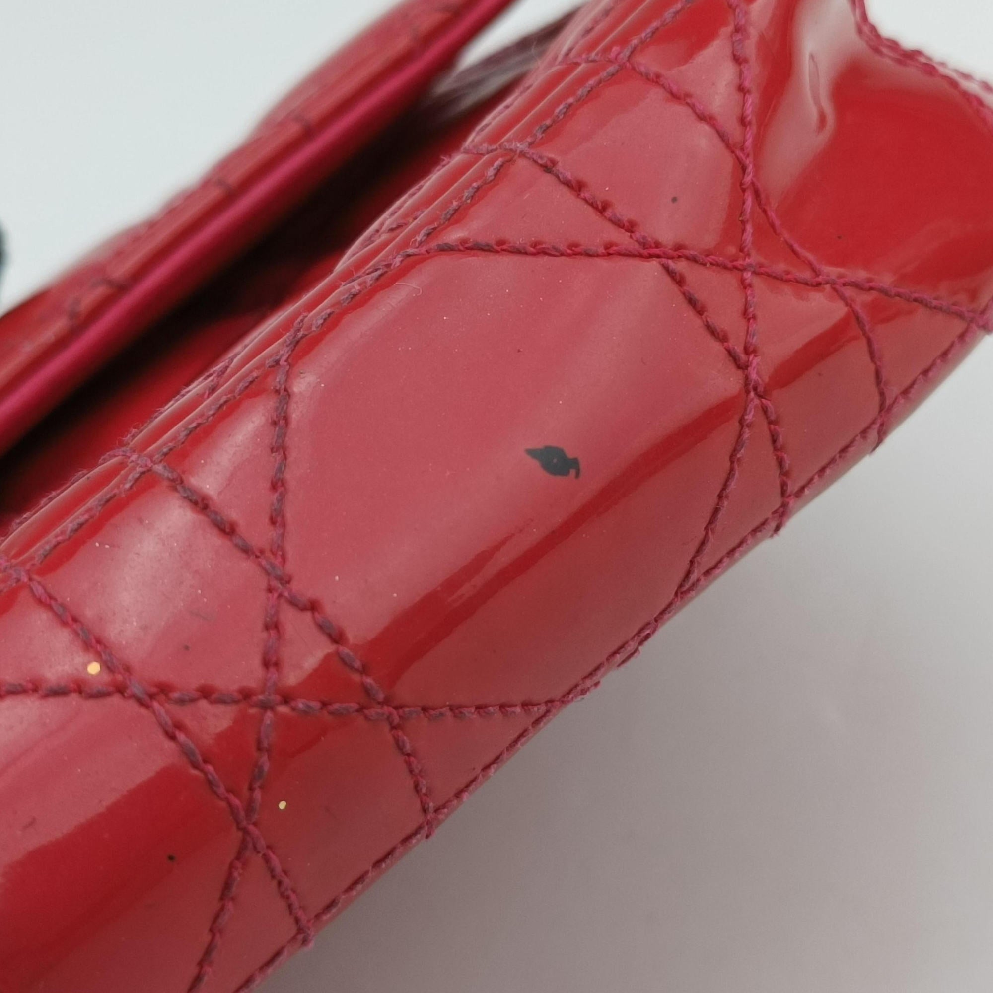 Vintage Christian Dior Miss Dior CANNAGE New Lock Red Patent  shoulderbag | stylenewstar