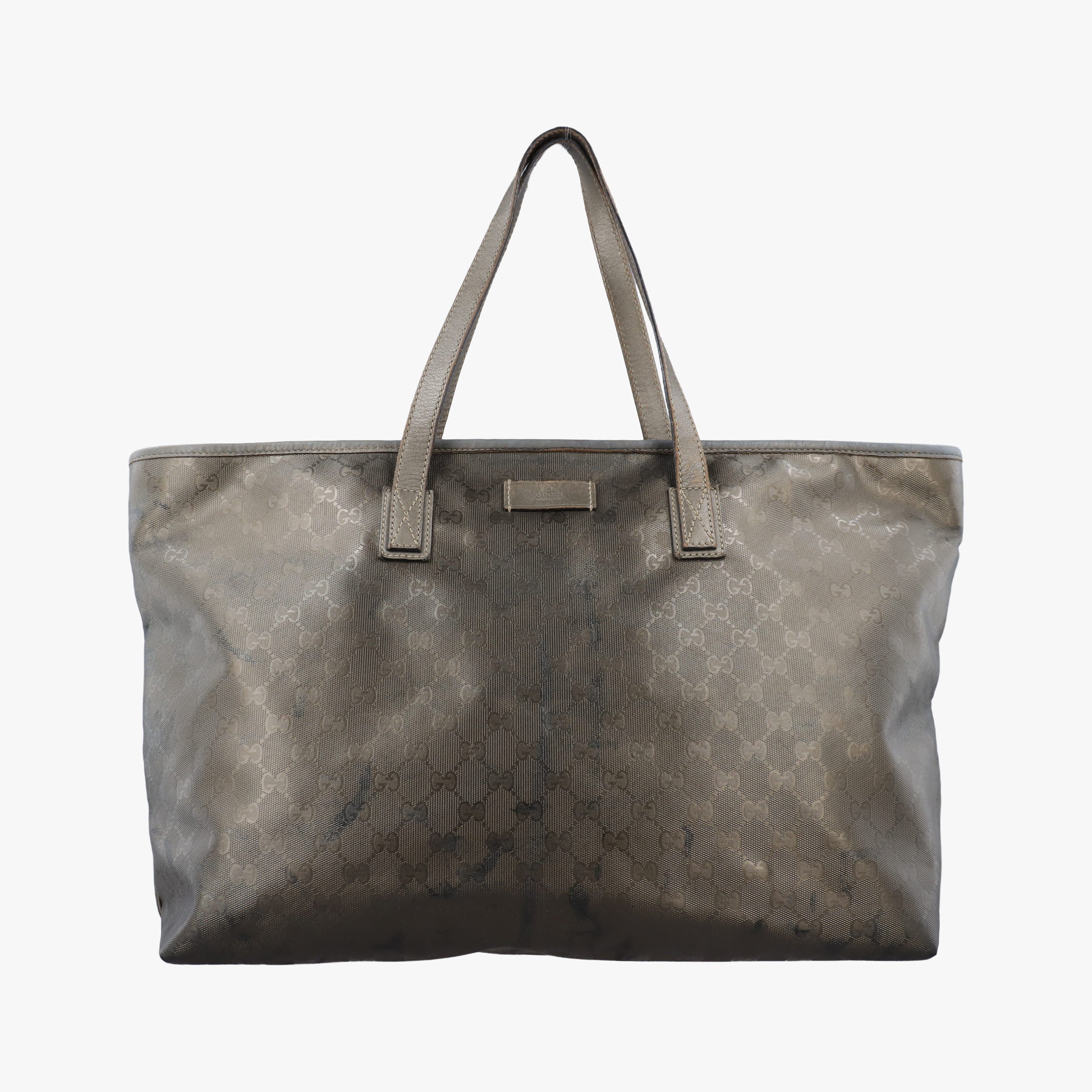 Pre-owned Gucci Guccissima GG Imprime golden PVC coated canvas x leather 211120 handbag | stylenewstar