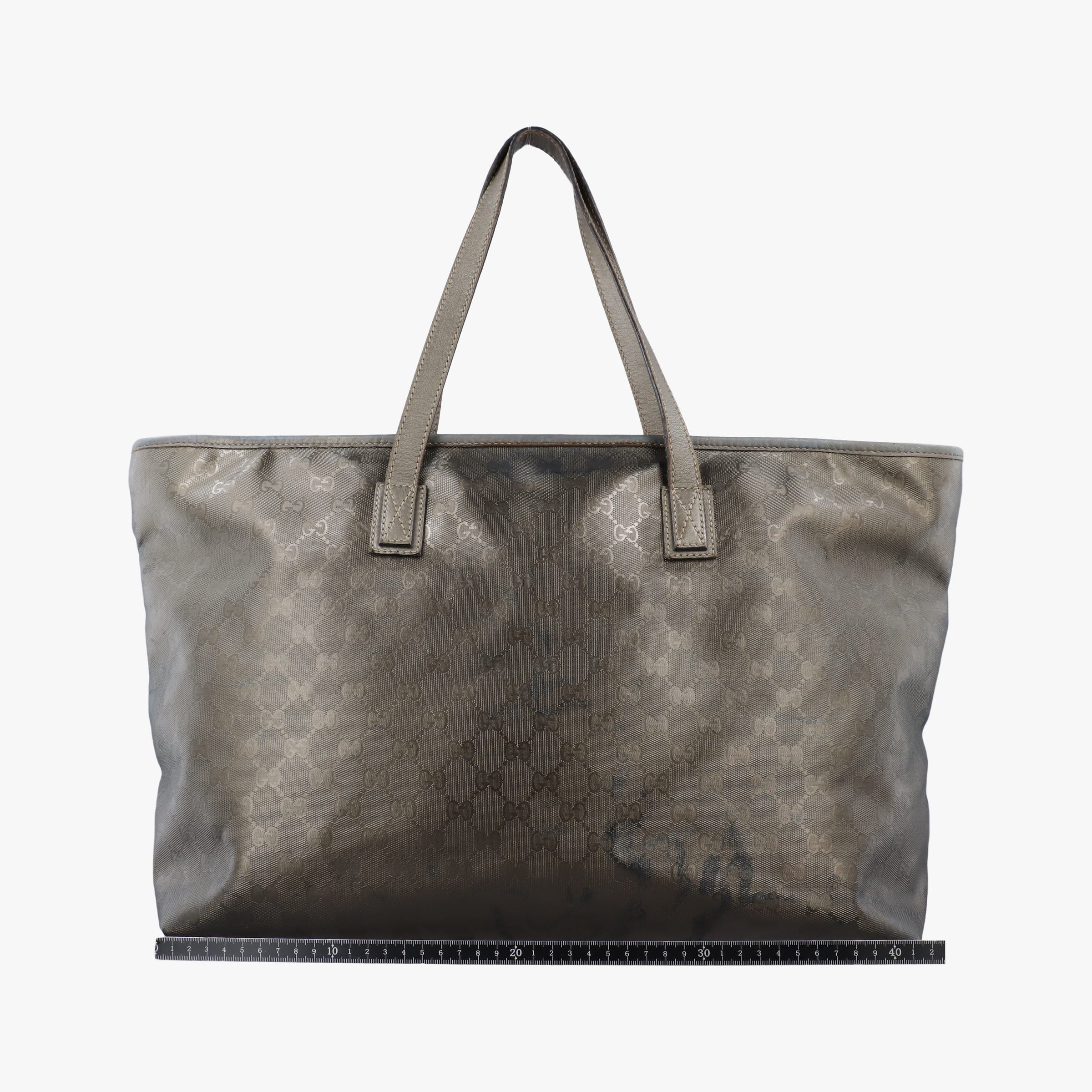 Pre-owned Gucci Guccissima GG Imprime golden PVC coated canvas x leather 211120 handbag | stylenewstar