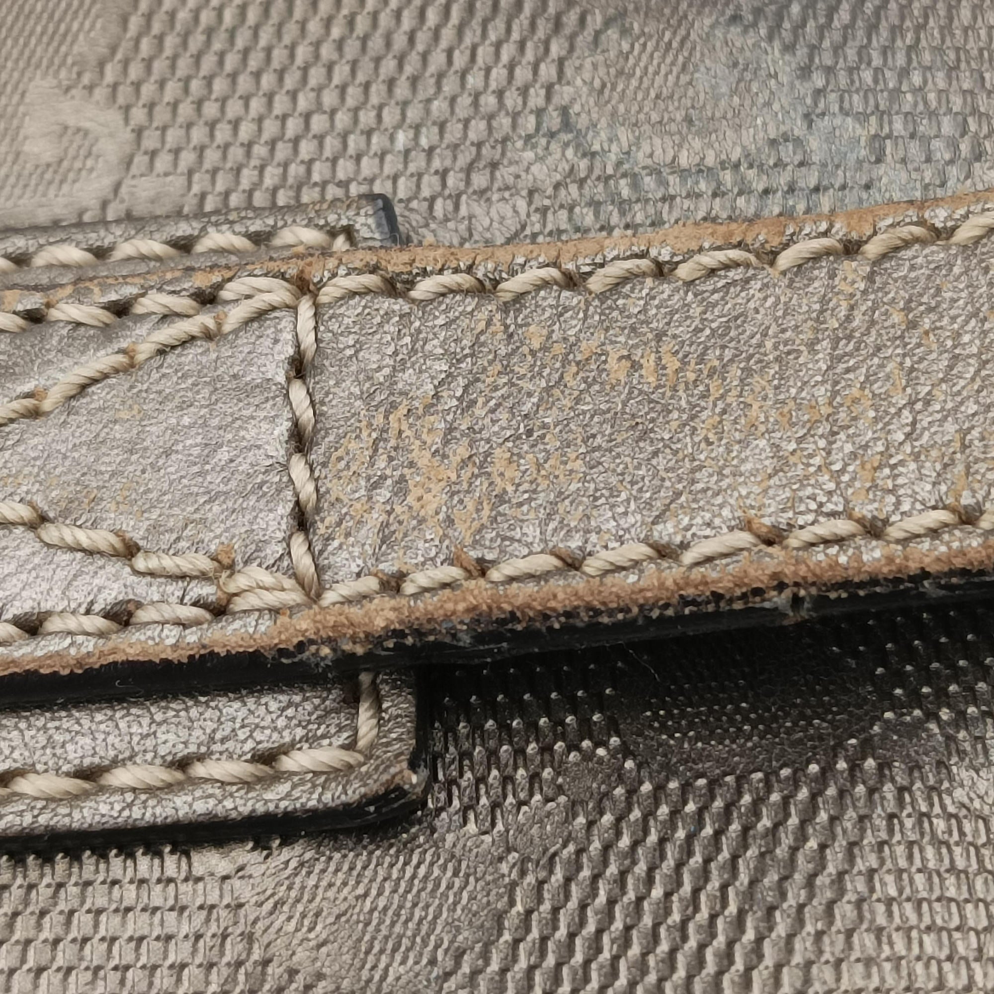 Pre-owned Gucci Guccissima GG Imprime golden PVC coated canvas x leather 211120 handbag | stylenewstar