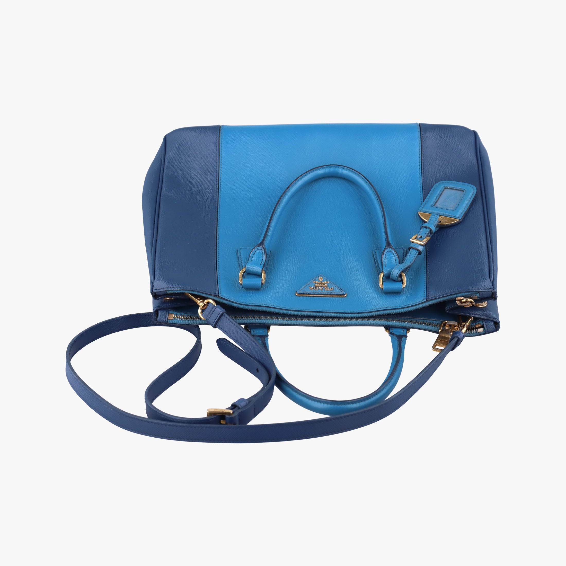 Secondhand Prada Galleria Blue×Navy SAFFIANO Leather B2274C shoulderbag | stylenewstar