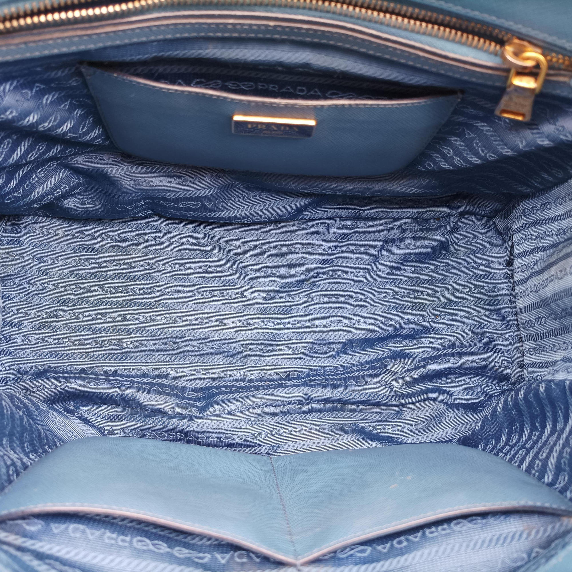 Secondhand Prada Galleria Blue×Navy SAFFIANO Leather B2274C shoulderbag | stylenewstar