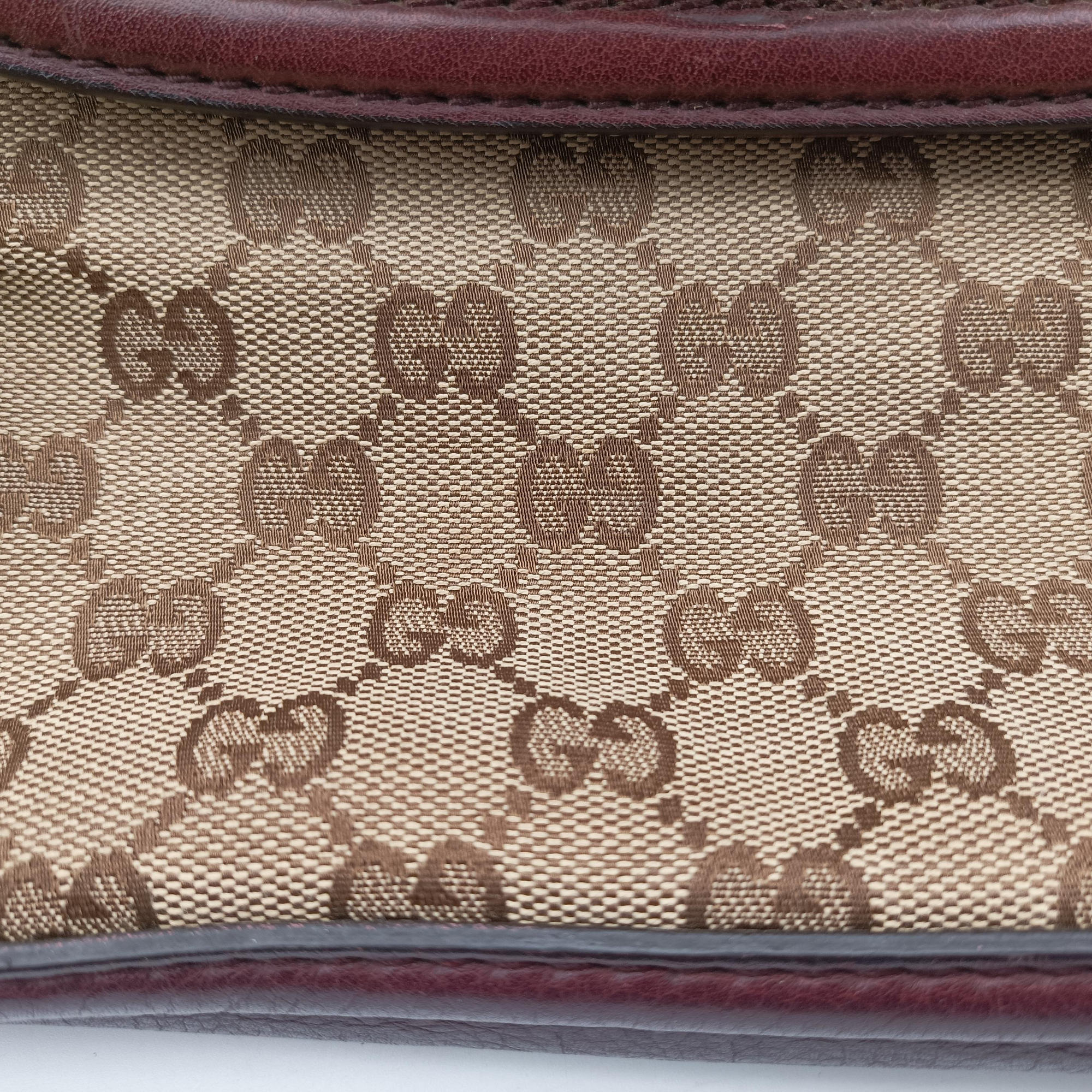 Pre-owned Gucci New Bamboo Tassel beige×burgundy canvas×leather 246860 handbag | stylenewstar