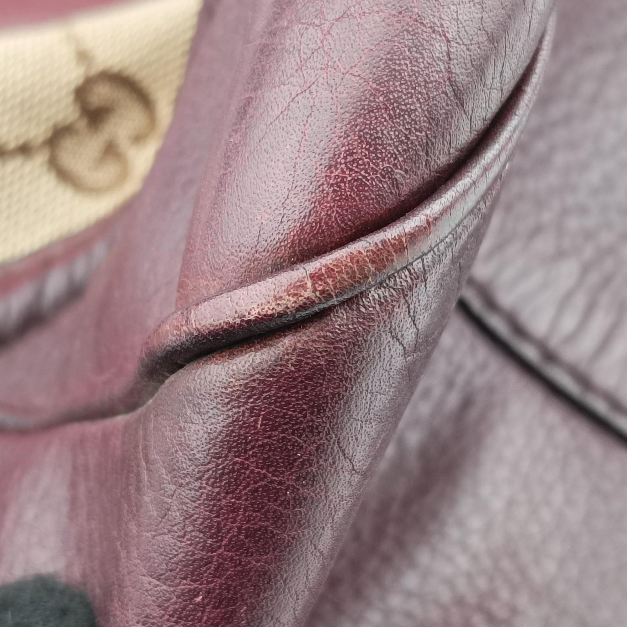 Pre-owned Gucci New Bamboo Tassel beige×burgundy canvas×leather 246860 handbag | stylenewstar
