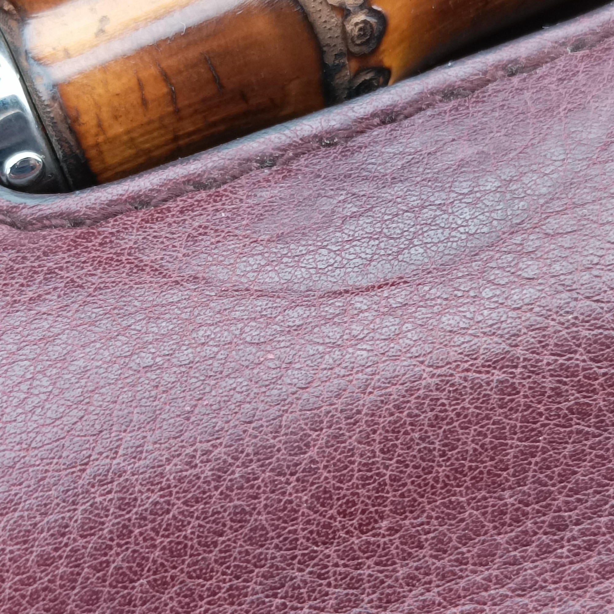 Pre-owned Gucci New Bamboo Tassel beige×burgundy canvas×leather 246860 handbag | stylenewstar