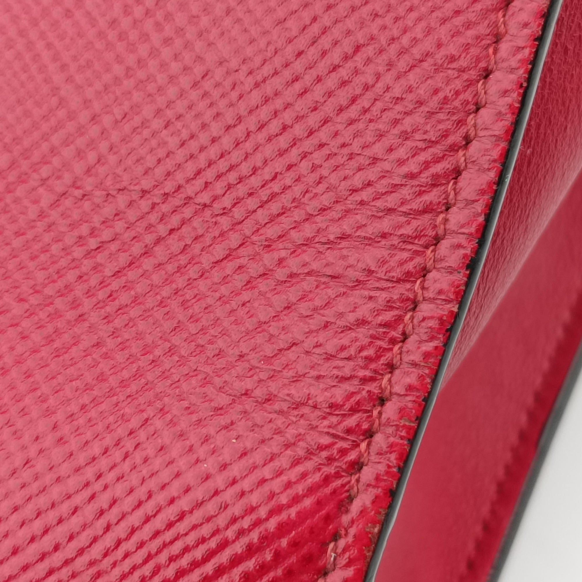 Pre-owned Prada Cuir Monochrome Red SAFFIANO　Leather 1BA155 shoulderbag | stylenewstar
