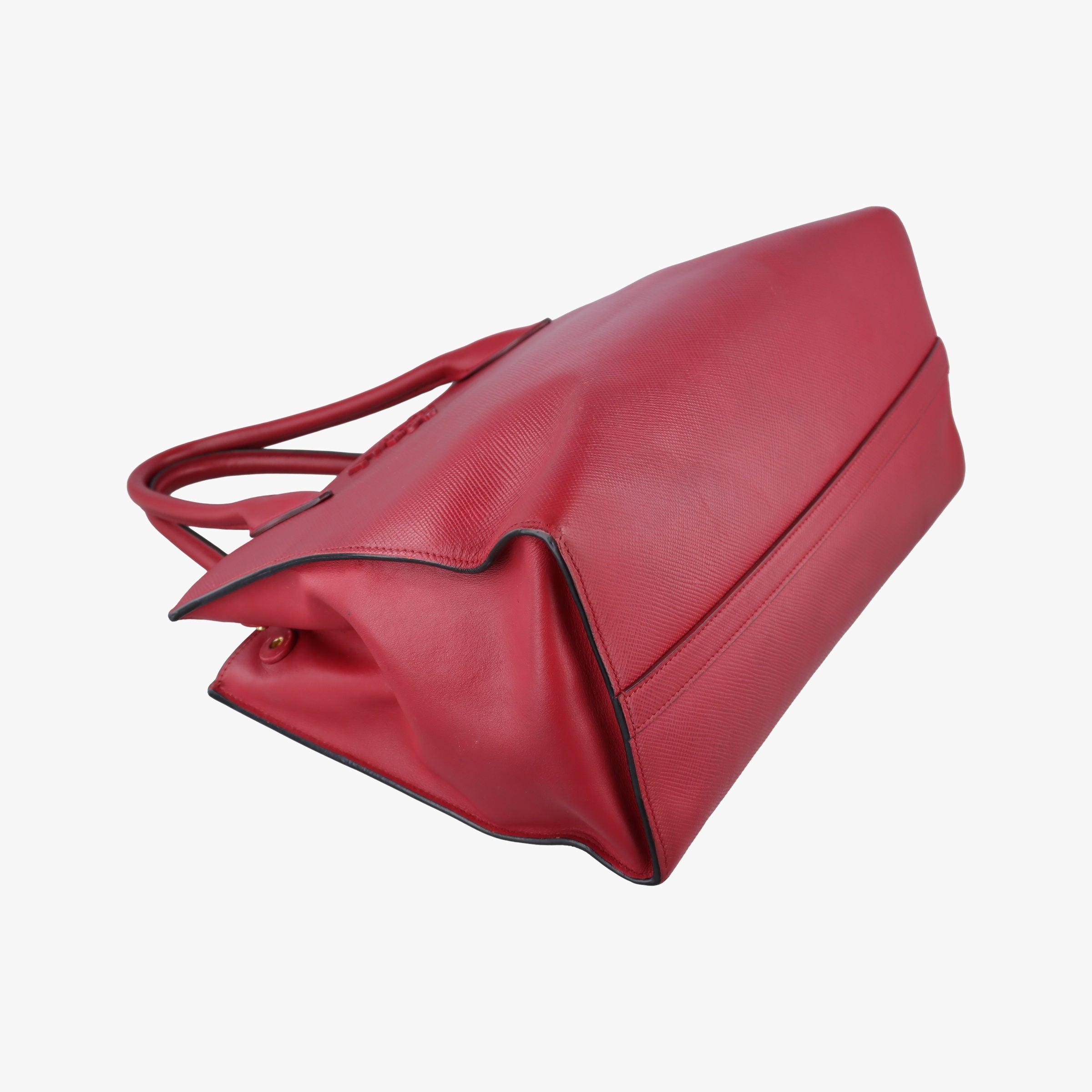 Pre-owned Prada Cuir Monochrome Red SAFFIANO　Leather 1BA155 shoulderbag | stylenewstar