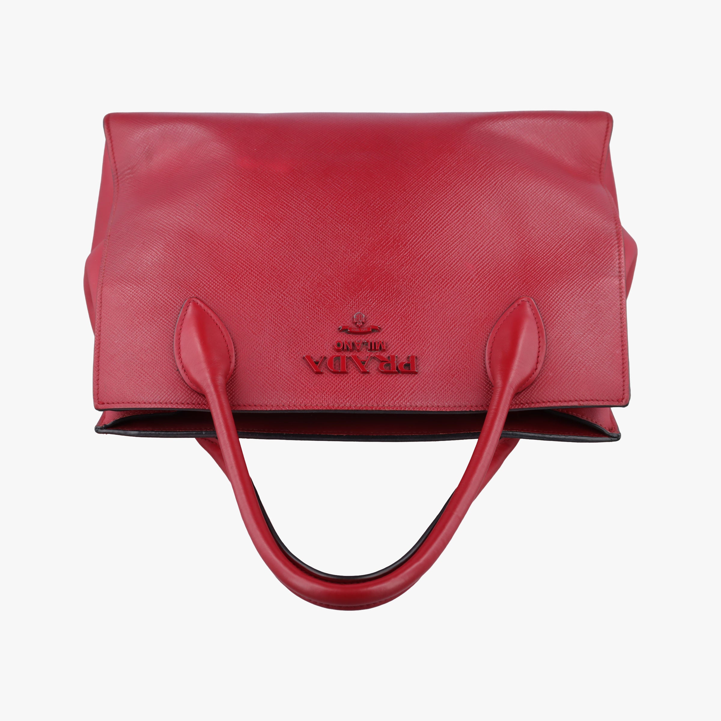 Pre-owned Prada Cuir Monochrome Red SAFFIANO　Leather 1BA155 shoulderbag | stylenewstar