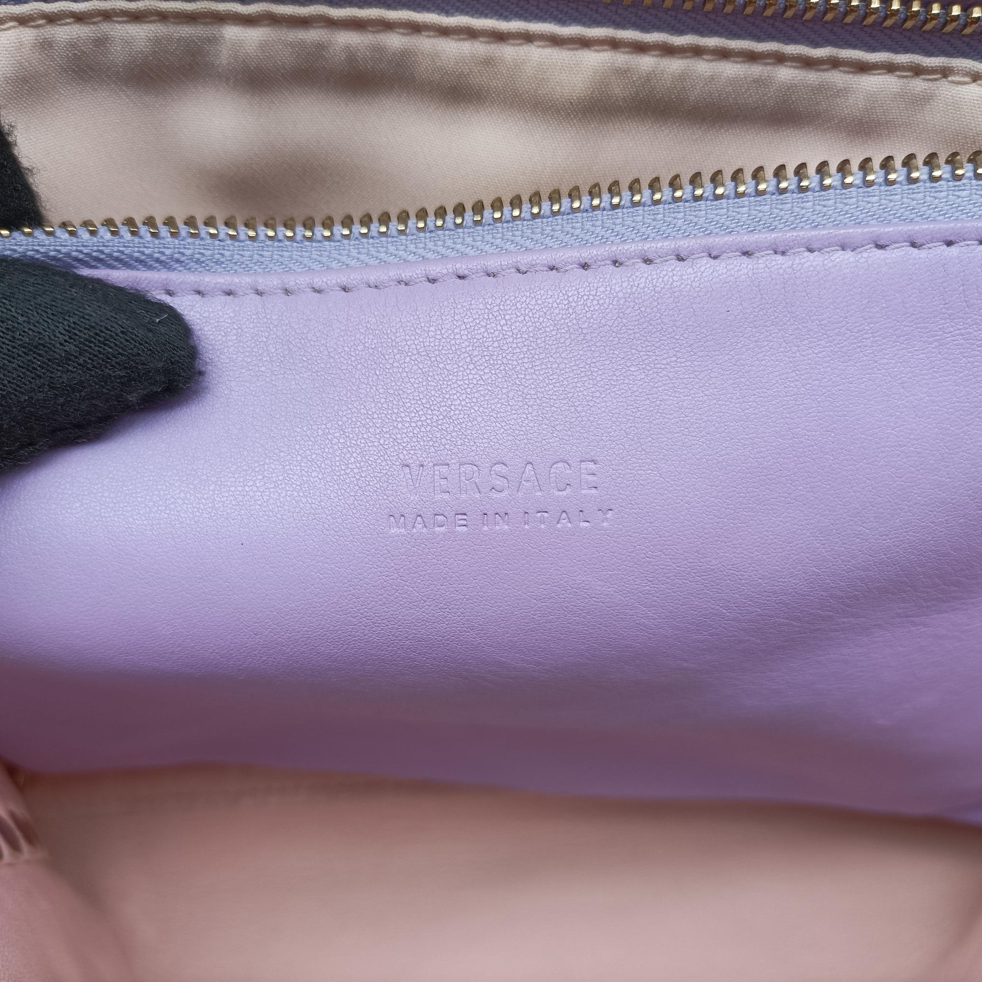 Pre-owned VERSACE medusa Purple Nappa Leather  shoulderbag | stylenewstar