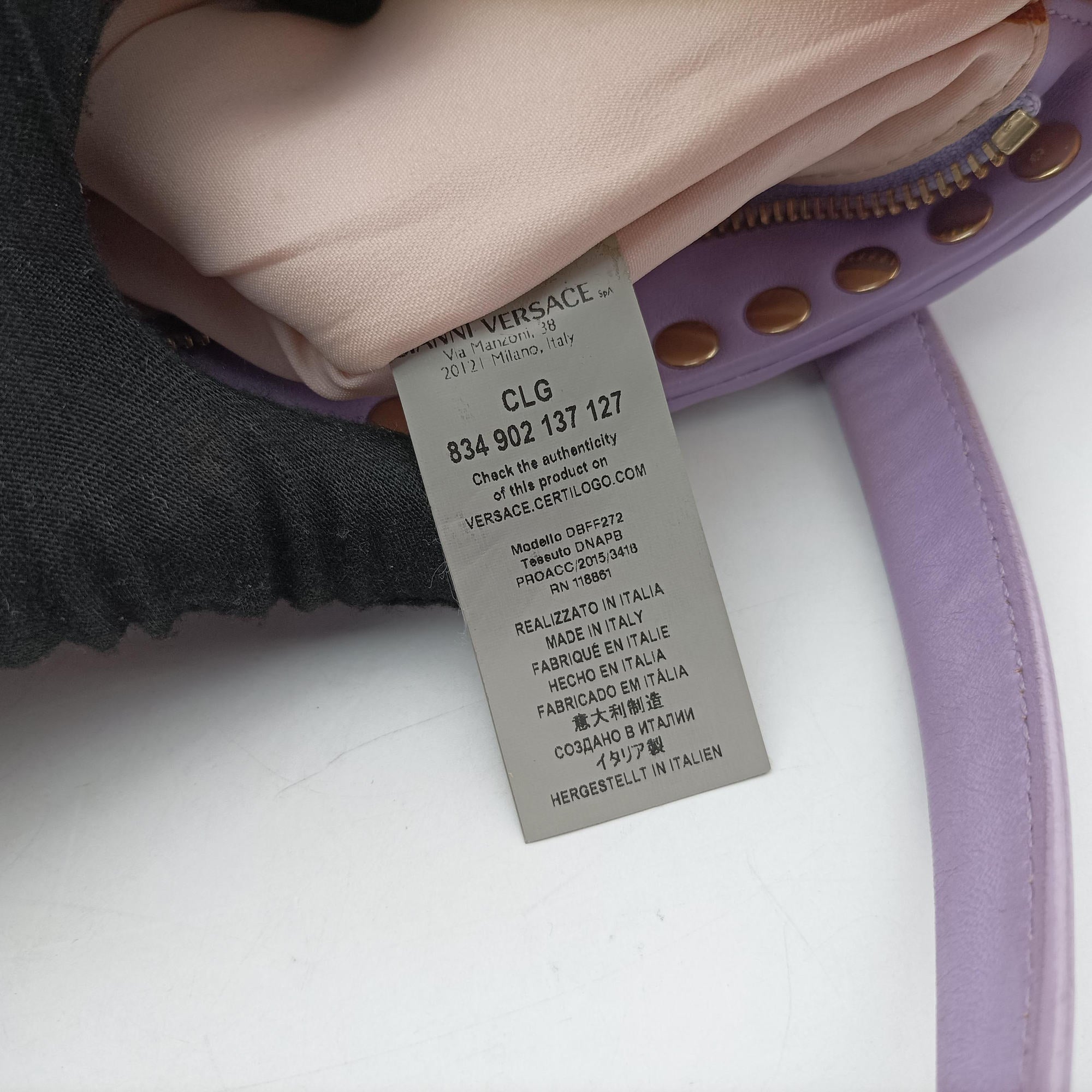Pre-owned VERSACE medusa Purple Nappa Leather  shoulderbag | stylenewstar