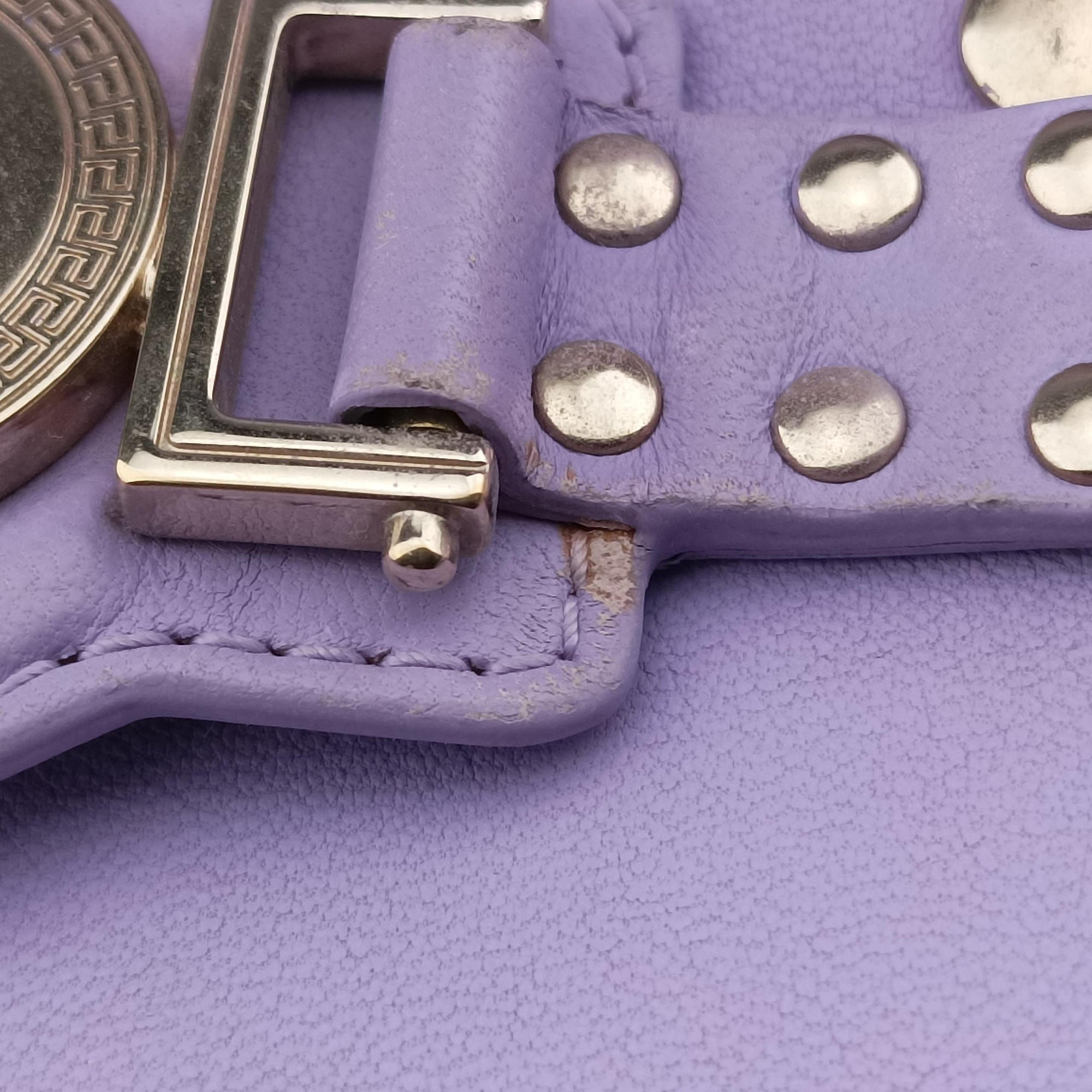 Pre-owned VERSACE medusa Purple Nappa Leather  shoulderbag | stylenewstar
